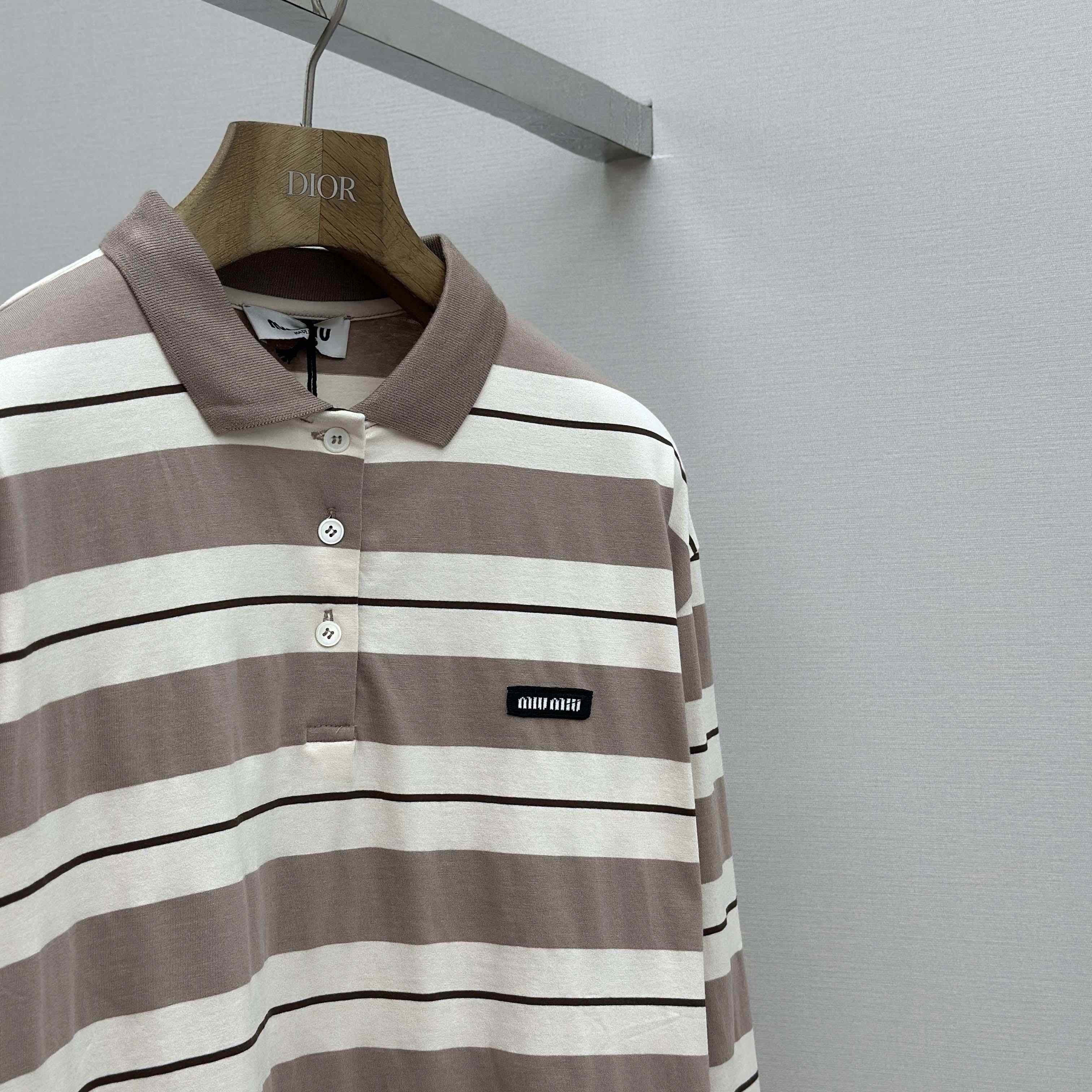 Miu Miu Striped Polo Shirt - FashionPlug