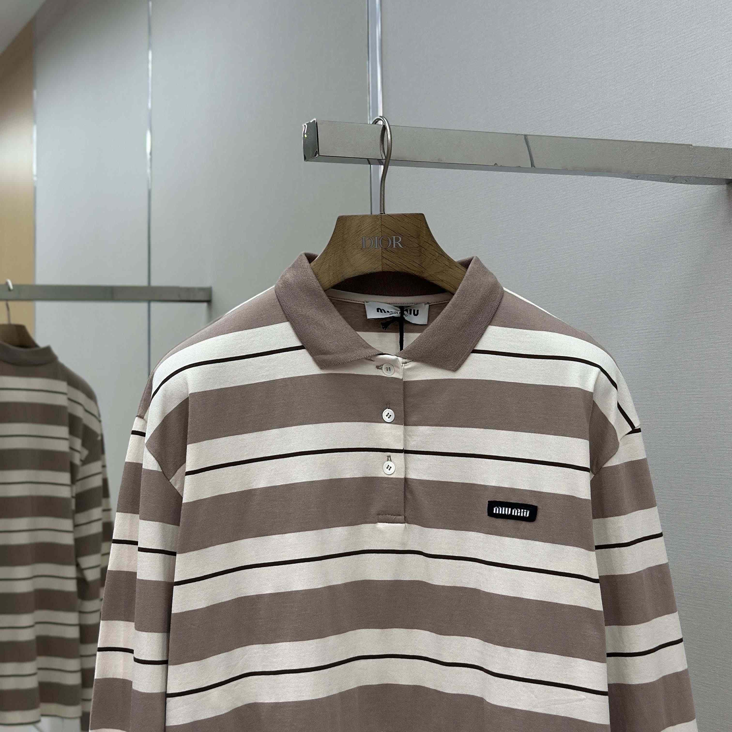 Miu Miu Striped Polo Shirt - FashionPlug