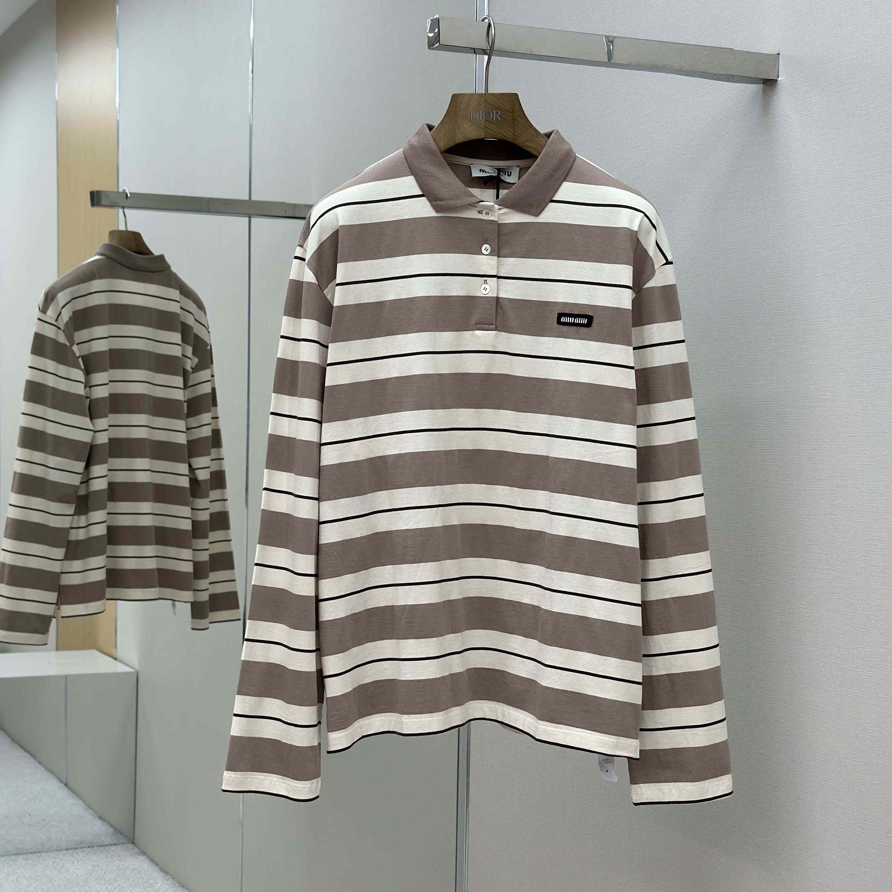Miu Miu Striped Polo Shirt - FashionPlug