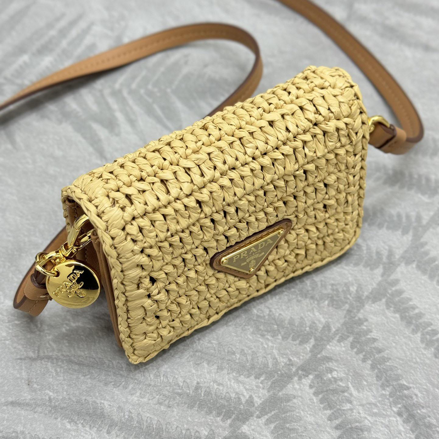 Prada Crochet Card Holder With Shoulder Strap - FashionPlug