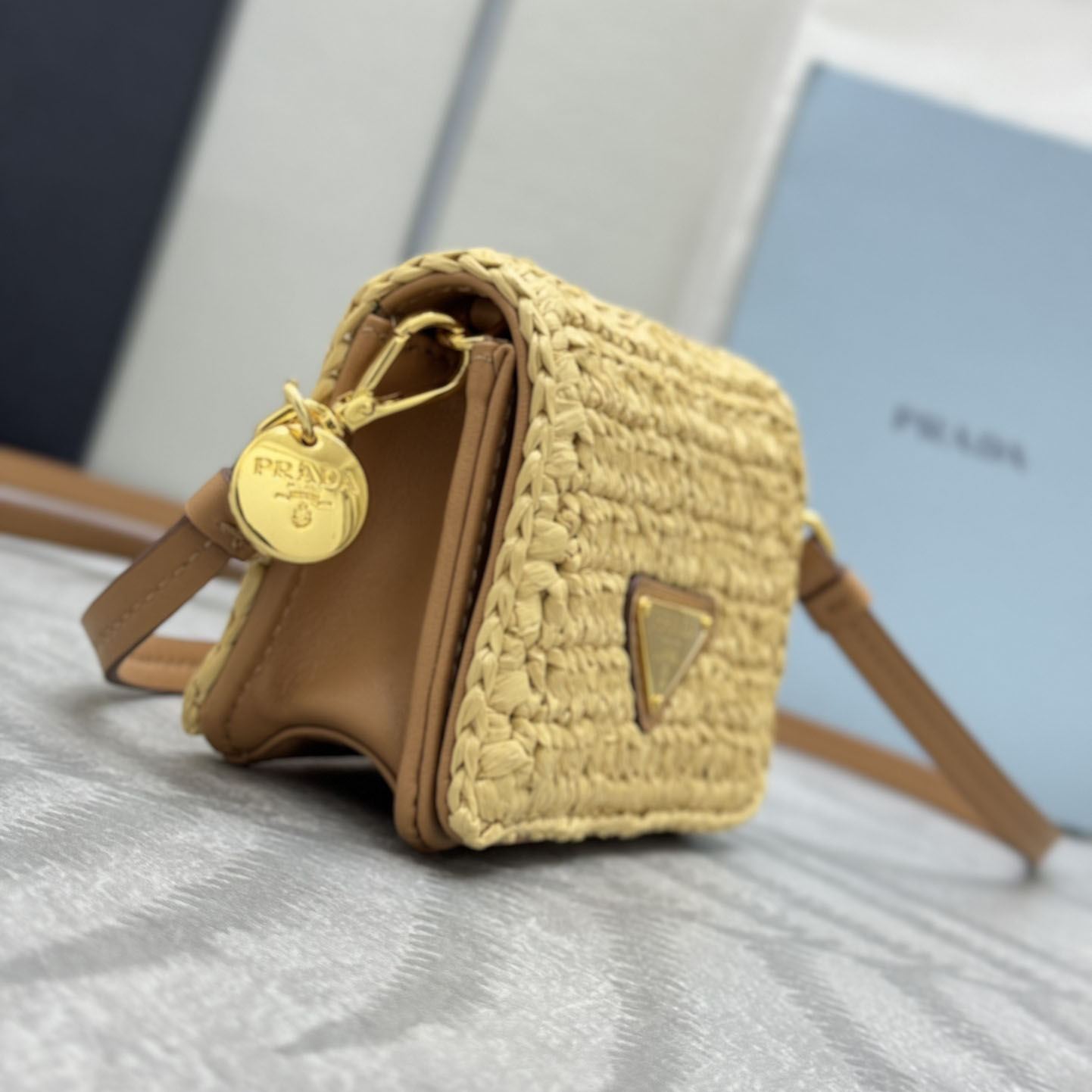 Prada Crochet Card Holder With Shoulder Strap - FashionPlug