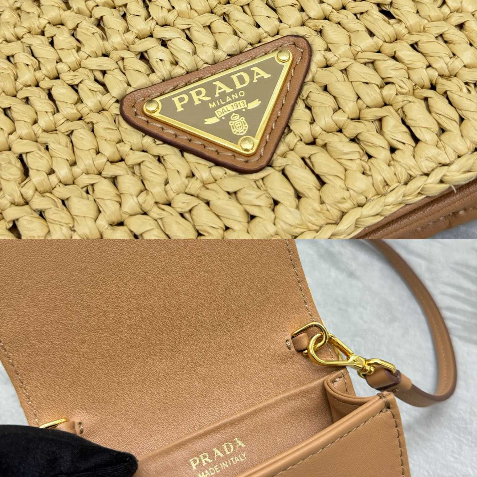 Prada Crochet Card Holder With Shoulder Strap - FashionPlug