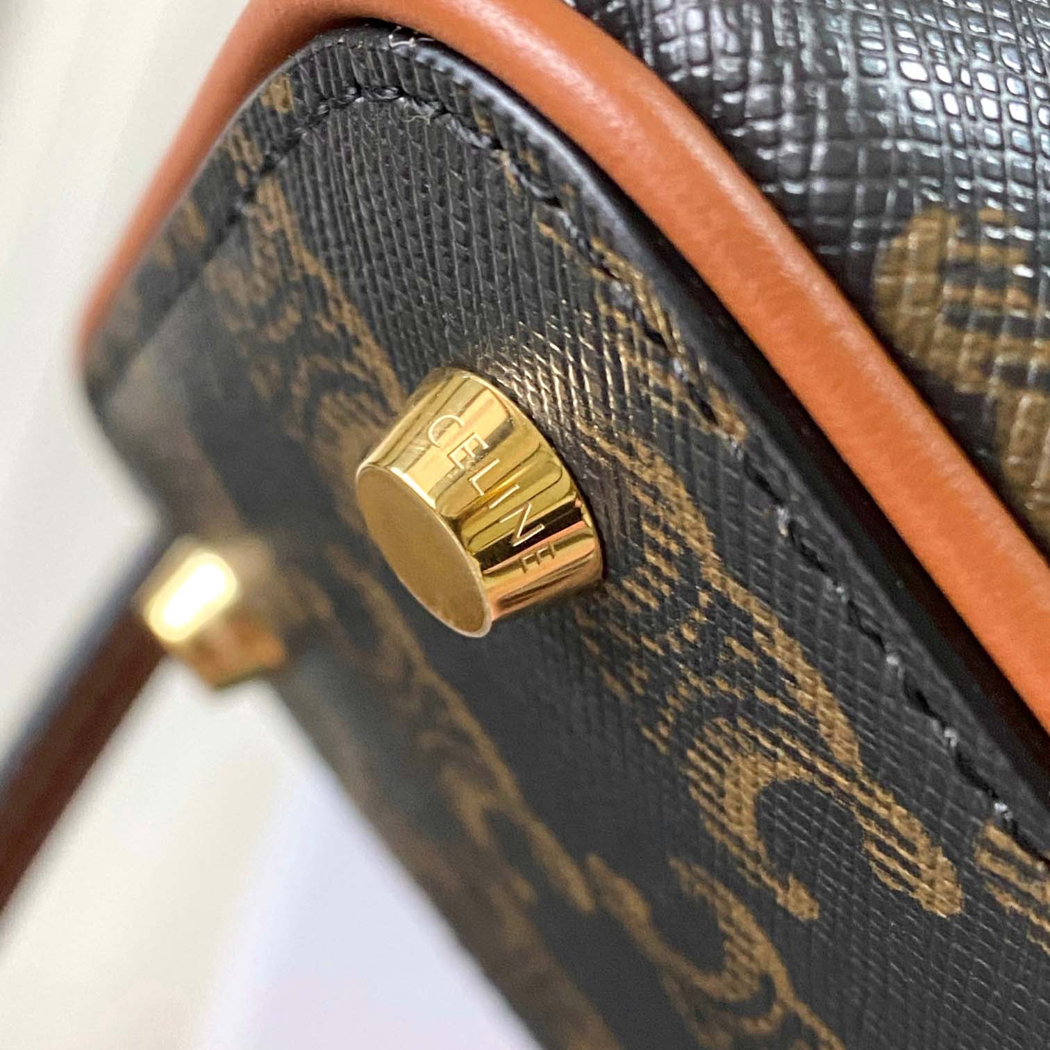Celine Small Bowling In Triomphe Canvas And Calfskin  - FashionPlug