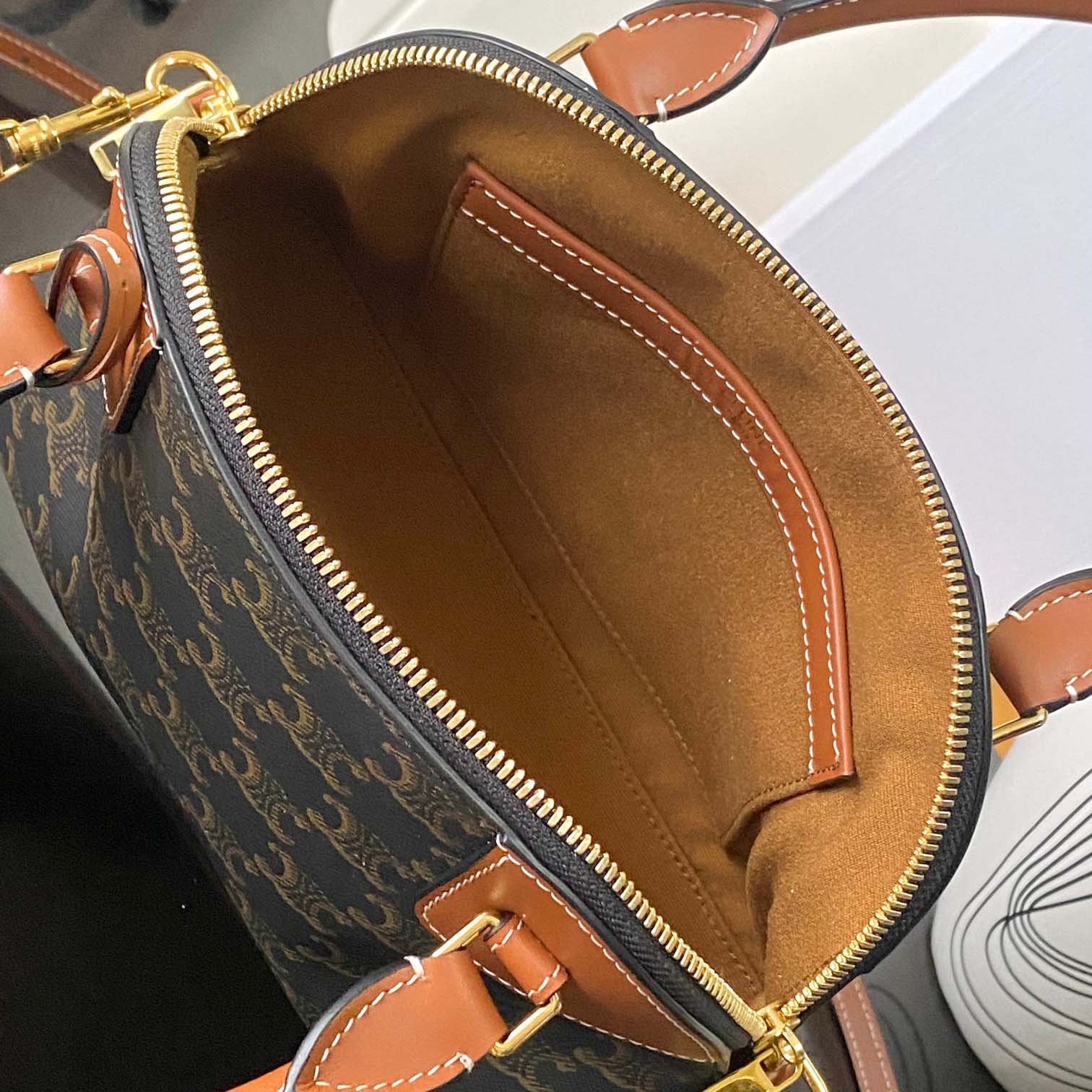 Celine Small Bowling In Triomphe Canvas And Calfskin  - FashionPlug