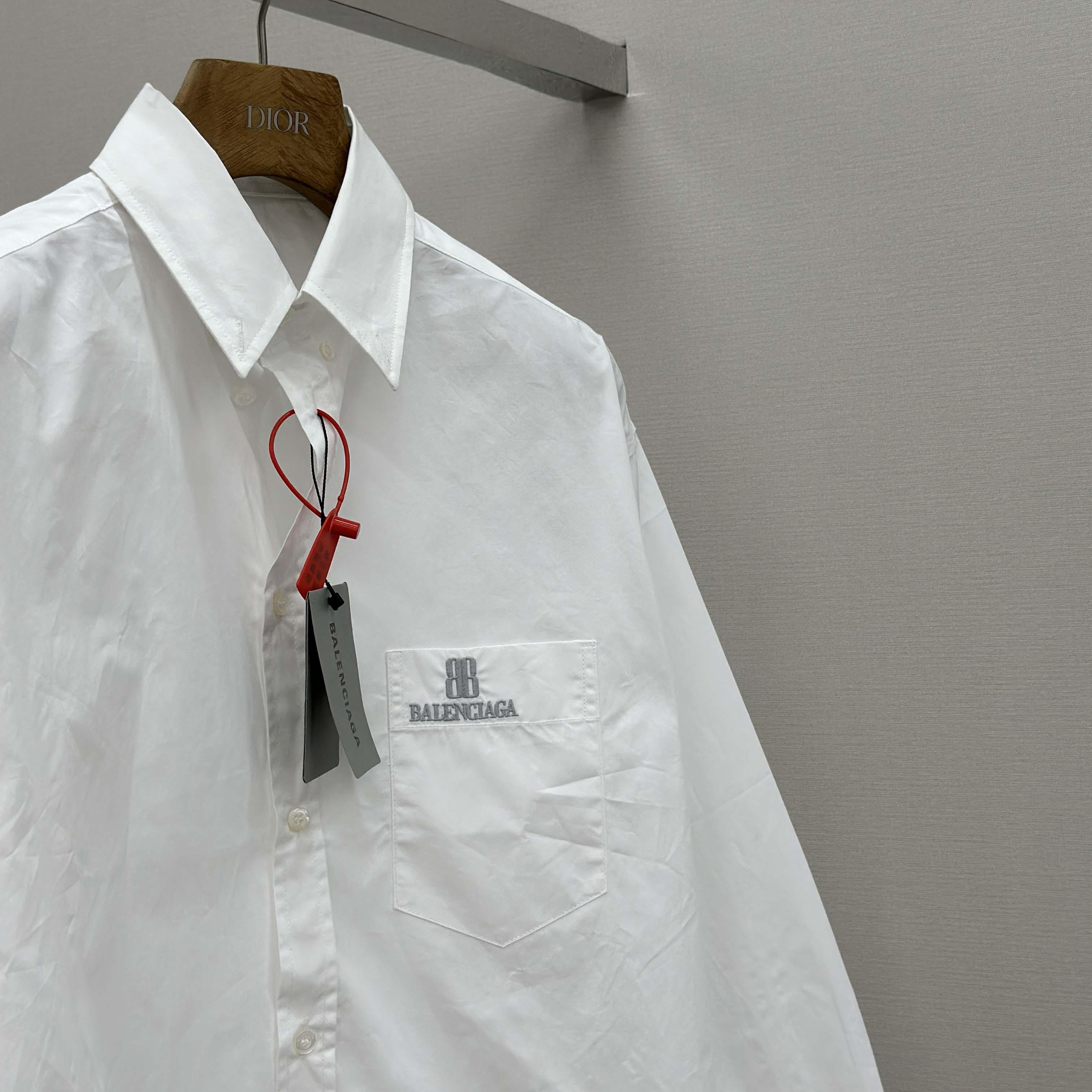 Balenciaga Large Fit Shirt In White Cotton Poplin - FashionPlug