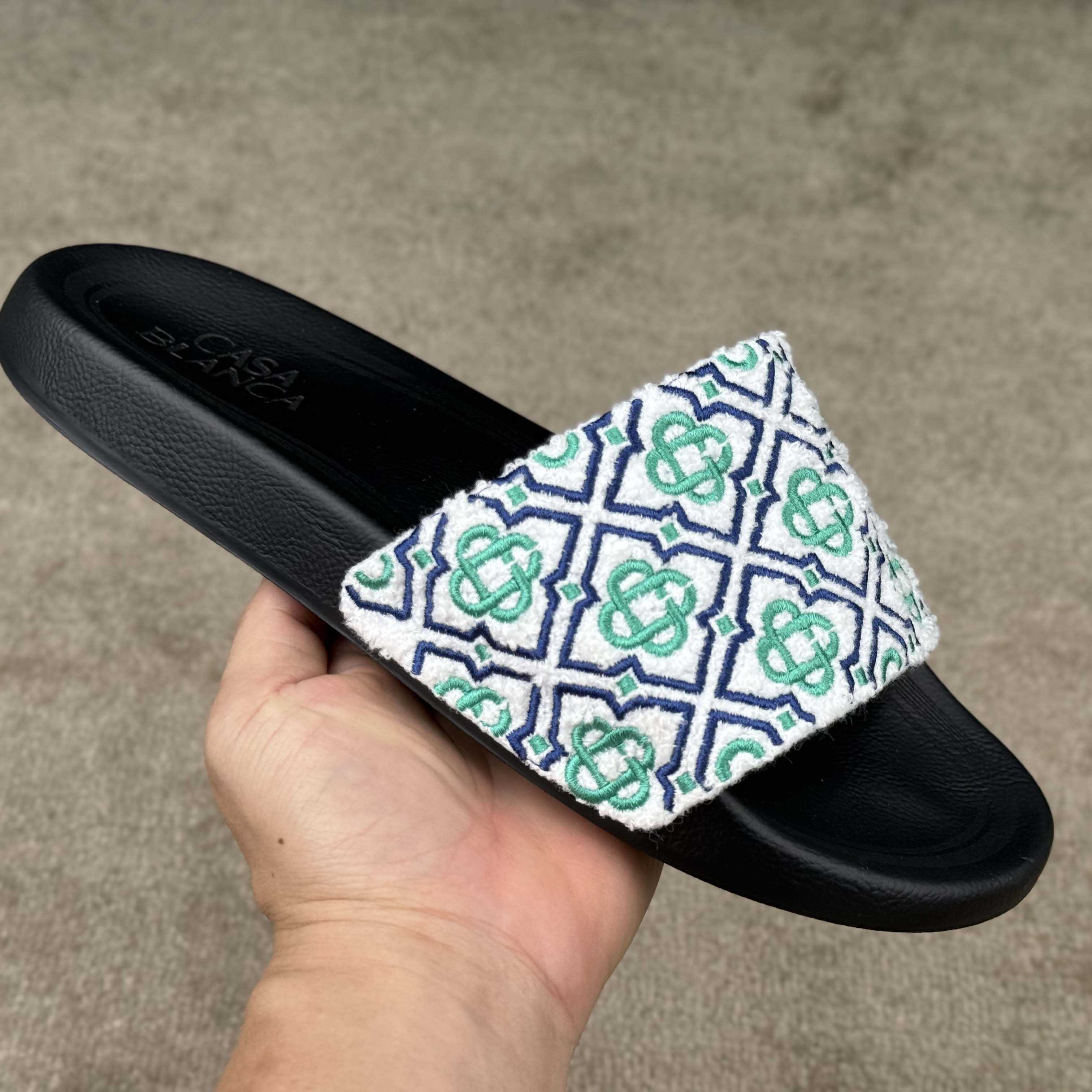 Casablanca Embroidered-monogram Slides - FashionPlug