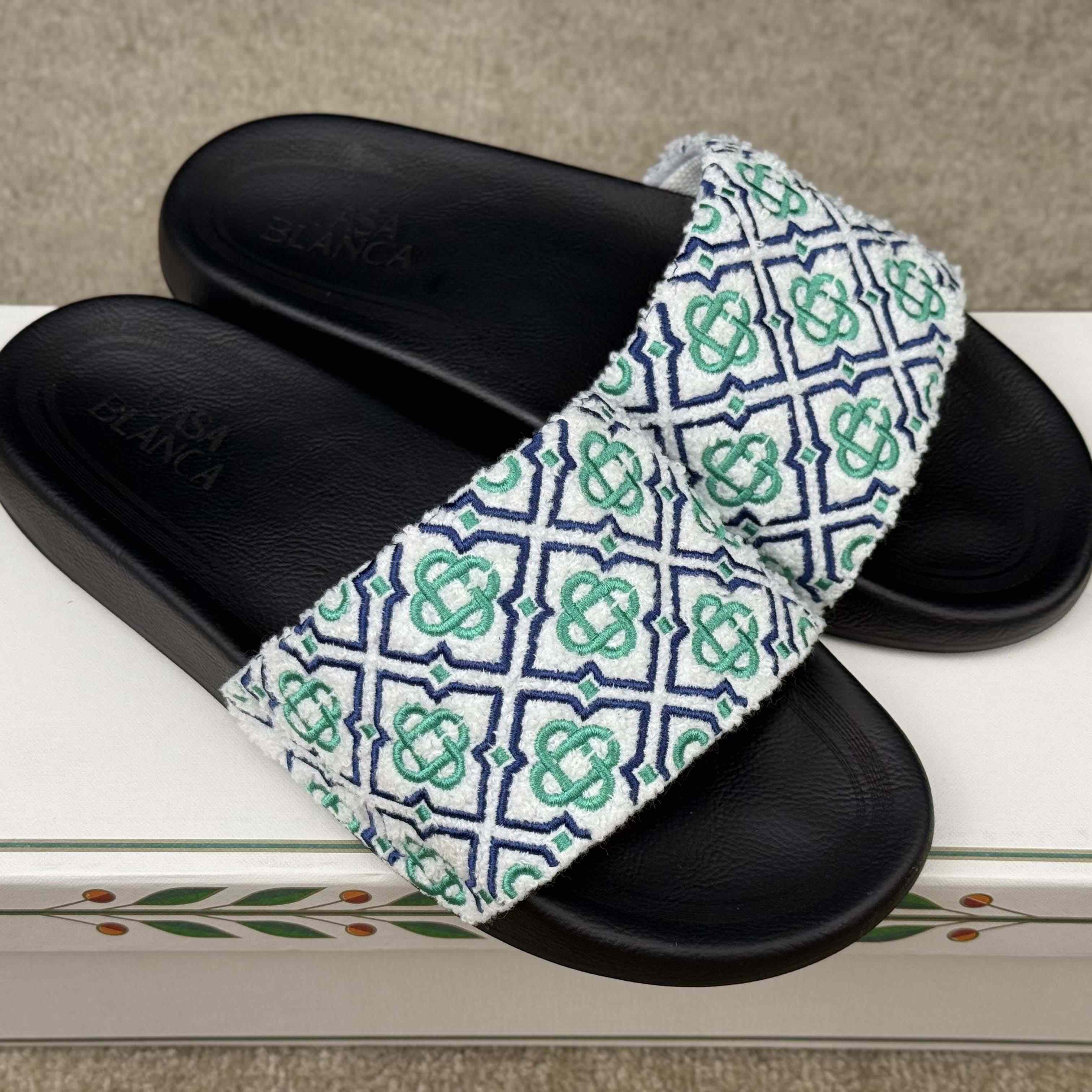 Casablanca Embroidered-monogram Slides - FashionPlug