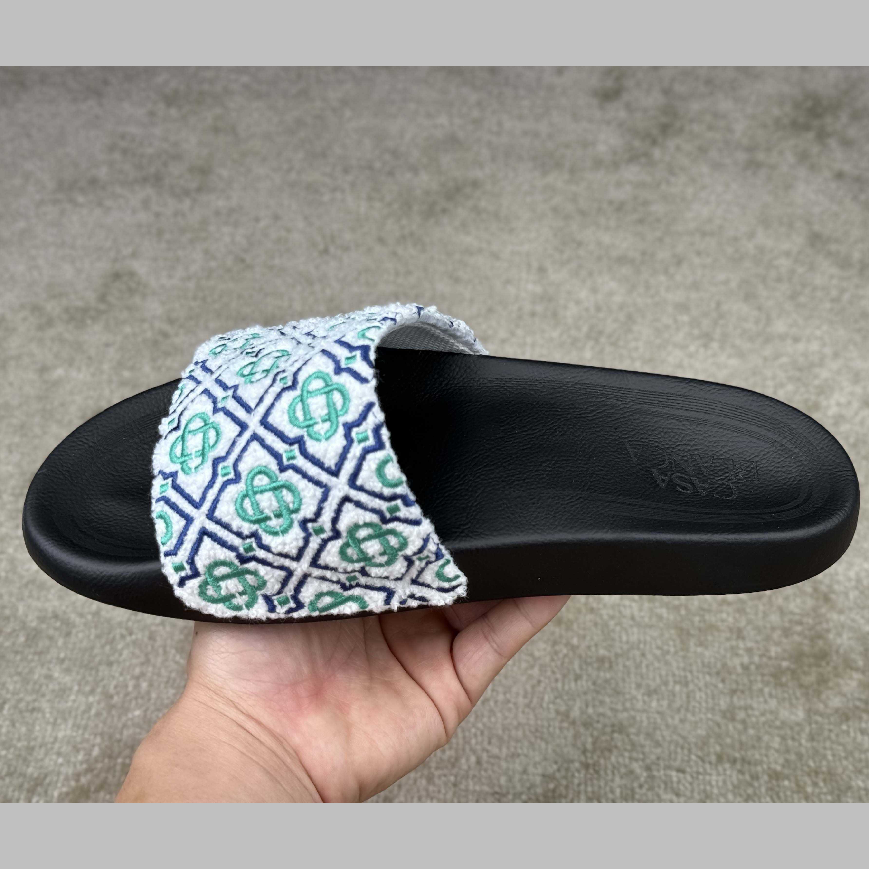 Casablanca Embroidered-monogram Slides - FashionPlug