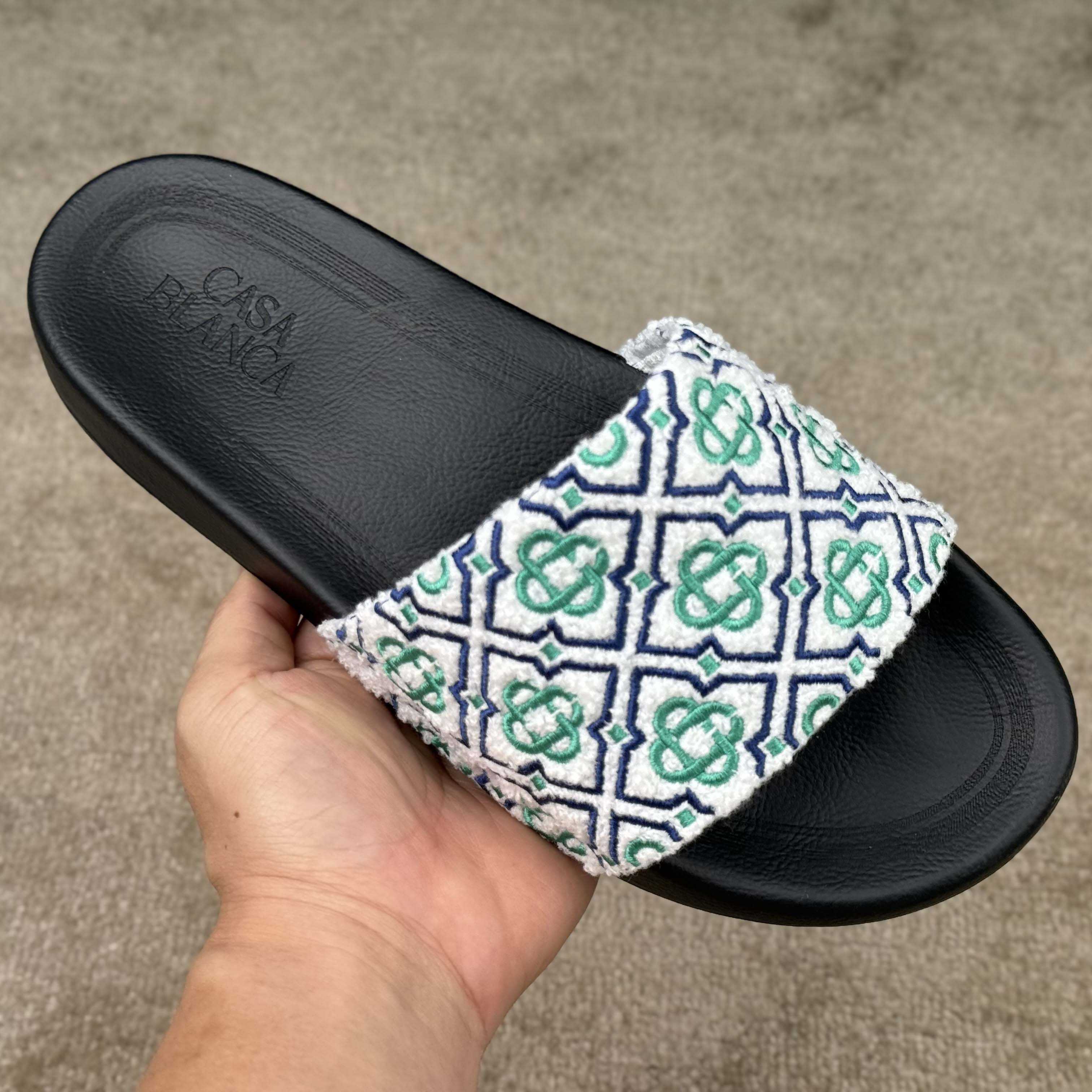 Casablanca Embroidered-monogram Slides - FashionPlug