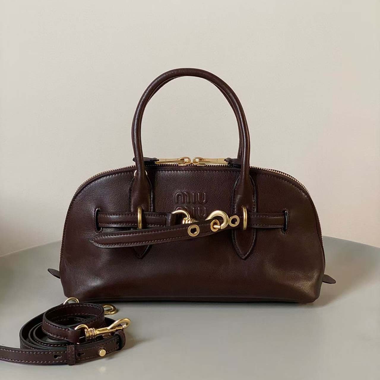 Miu Miu Aventure Leather Tote Bag   33cm - FashionPlug
