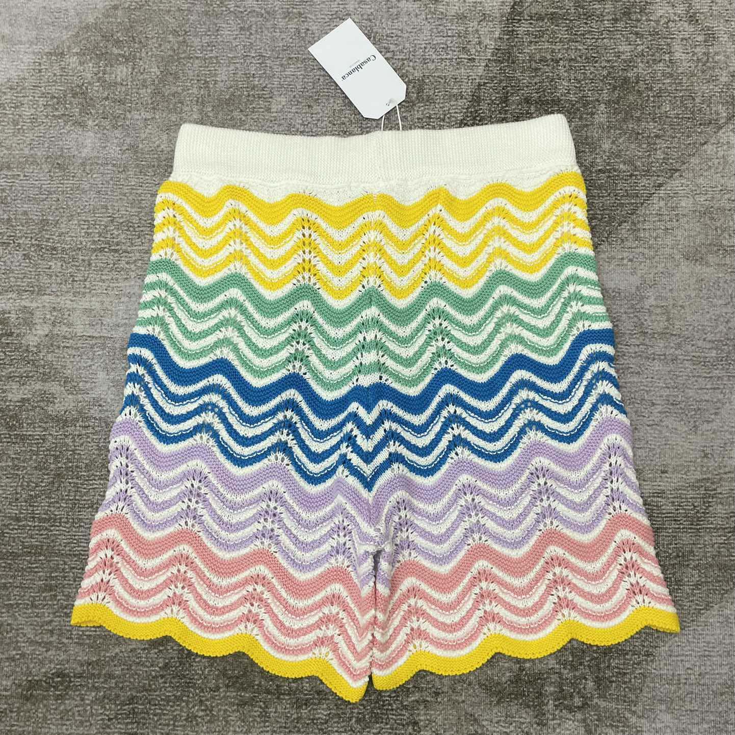 Casablanca Gradient Wave Knit Shorts   D0057 - FashionPlug