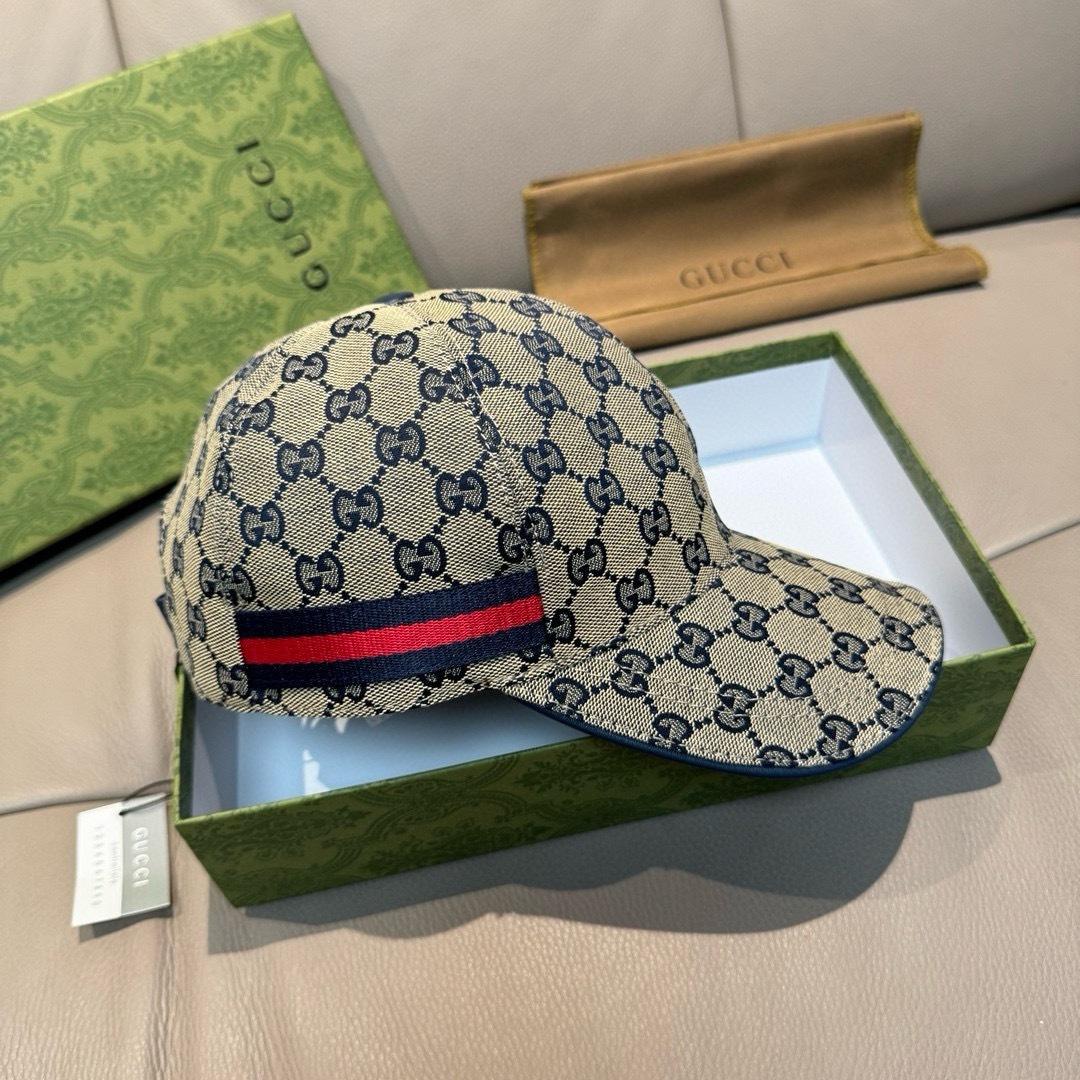 Gucci Original GG Canvas Baseball Hat With Web - FashionPlug
