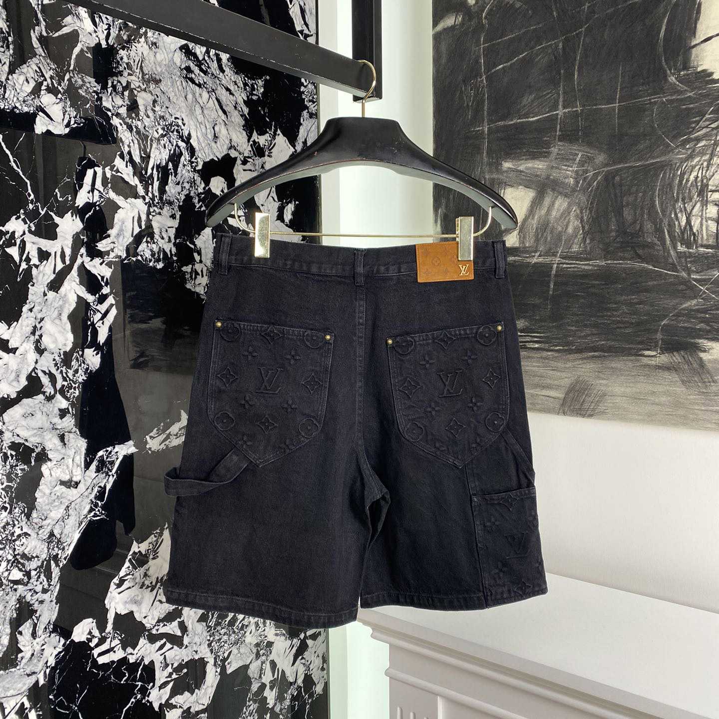 Louis Vuitton Monogram Workwear Denim Shorts Black  - FashionPlug