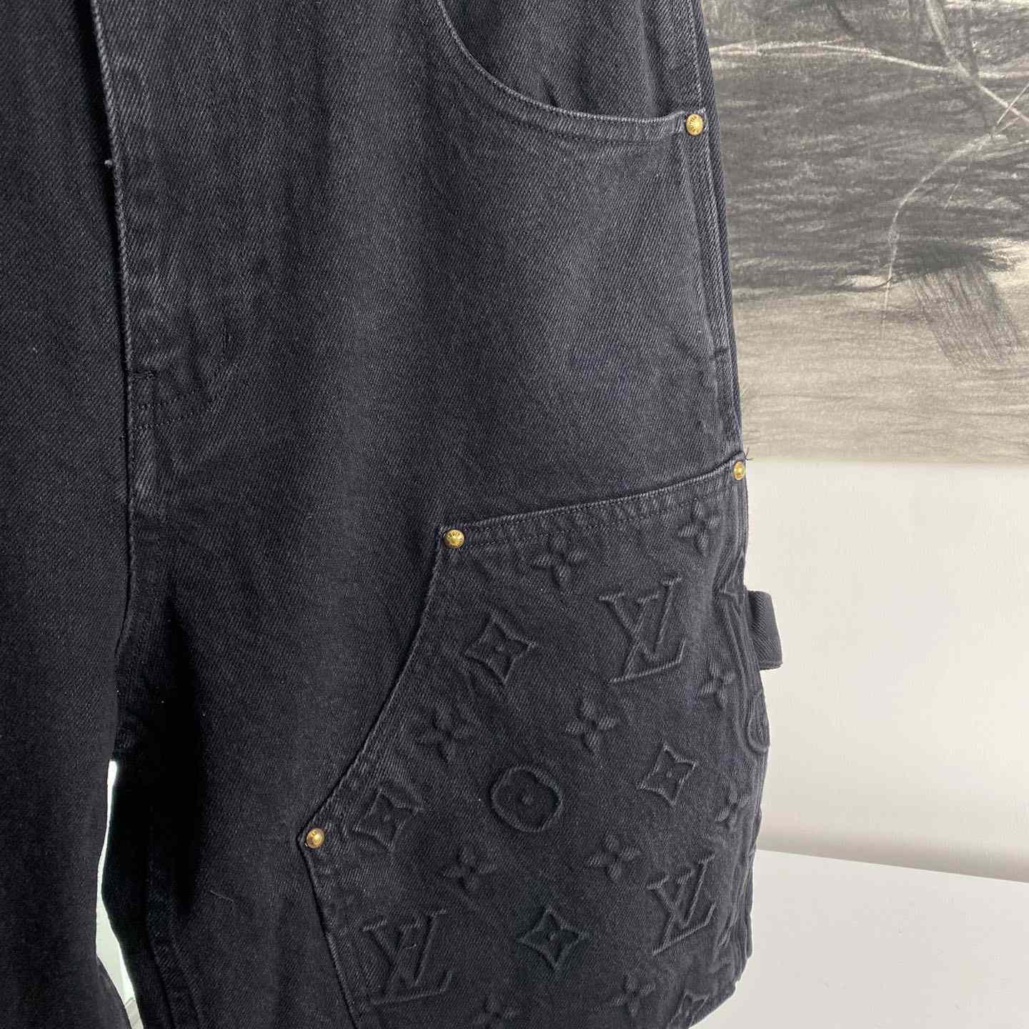 Louis Vuitton Monogram Workwear Denim Shorts Black  - FashionPlug