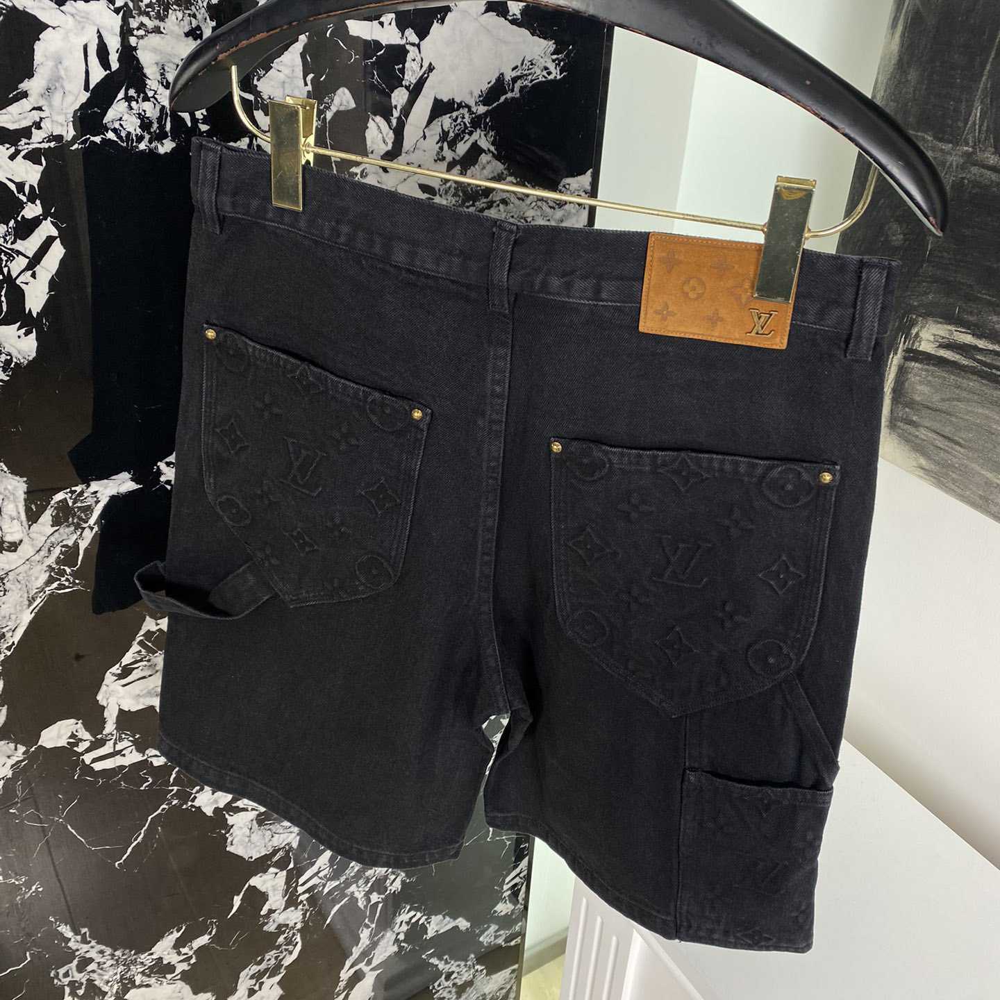 Louis Vuitton Monogram Workwear Denim Shorts Black  - FashionPlug