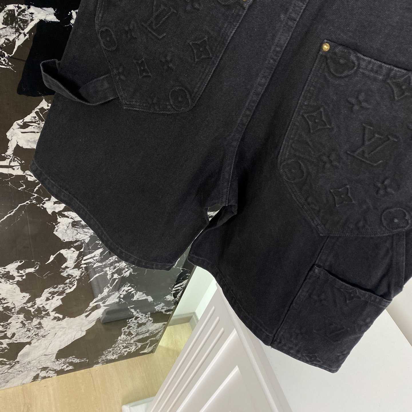 Louis Vuitton Monogram Workwear Denim Shorts Black  - FashionPlug