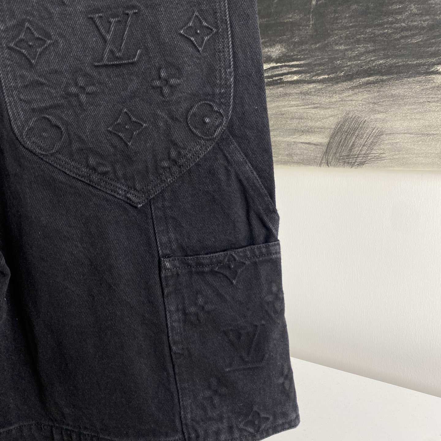 Louis Vuitton Monogram Workwear Denim Shorts Black  - FashionPlug