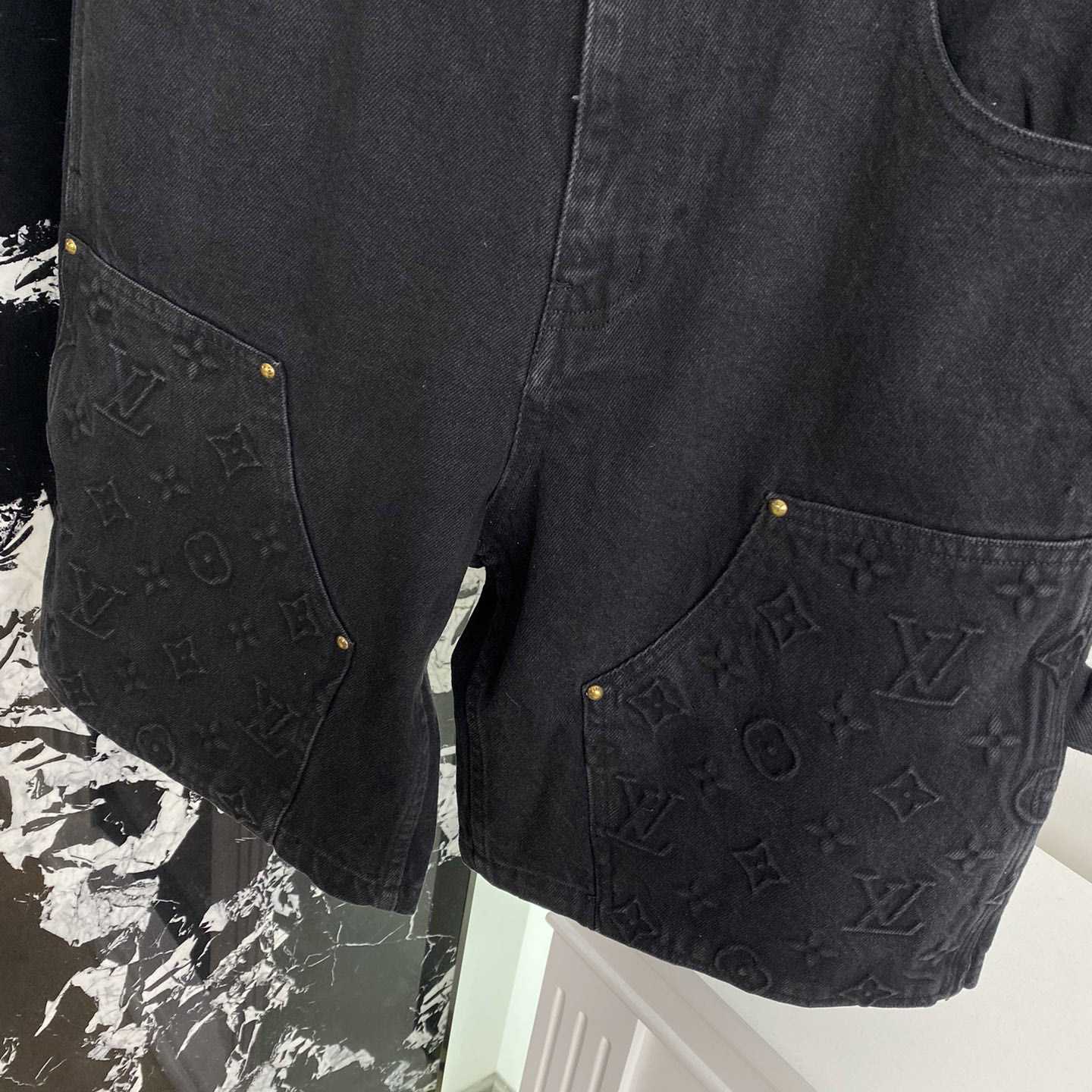 Louis Vuitton Monogram Workwear Denim Shorts Black  - FashionPlug
