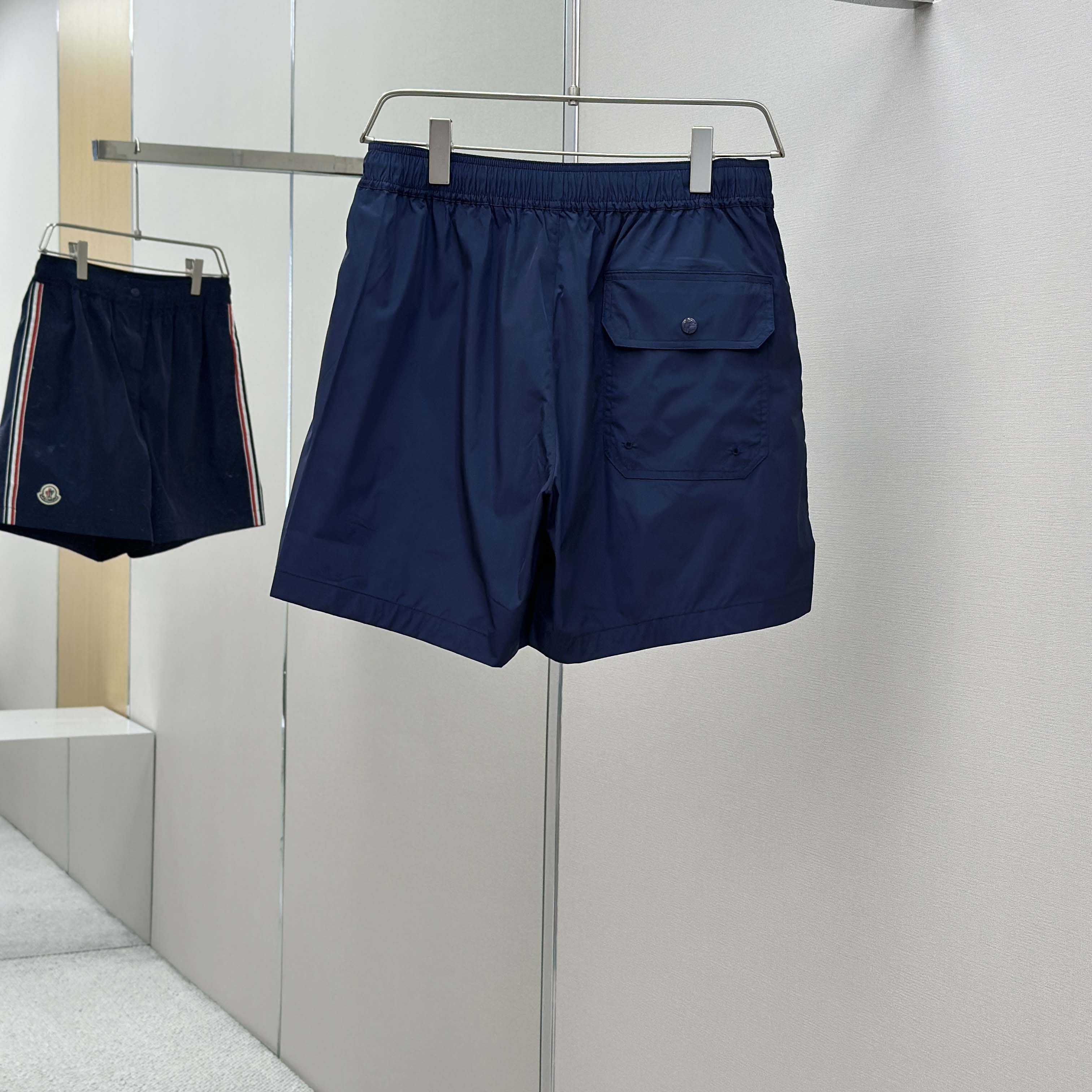 Moncler Blue Tricolour-Trimmed Swim Shorts - FashionPlug
