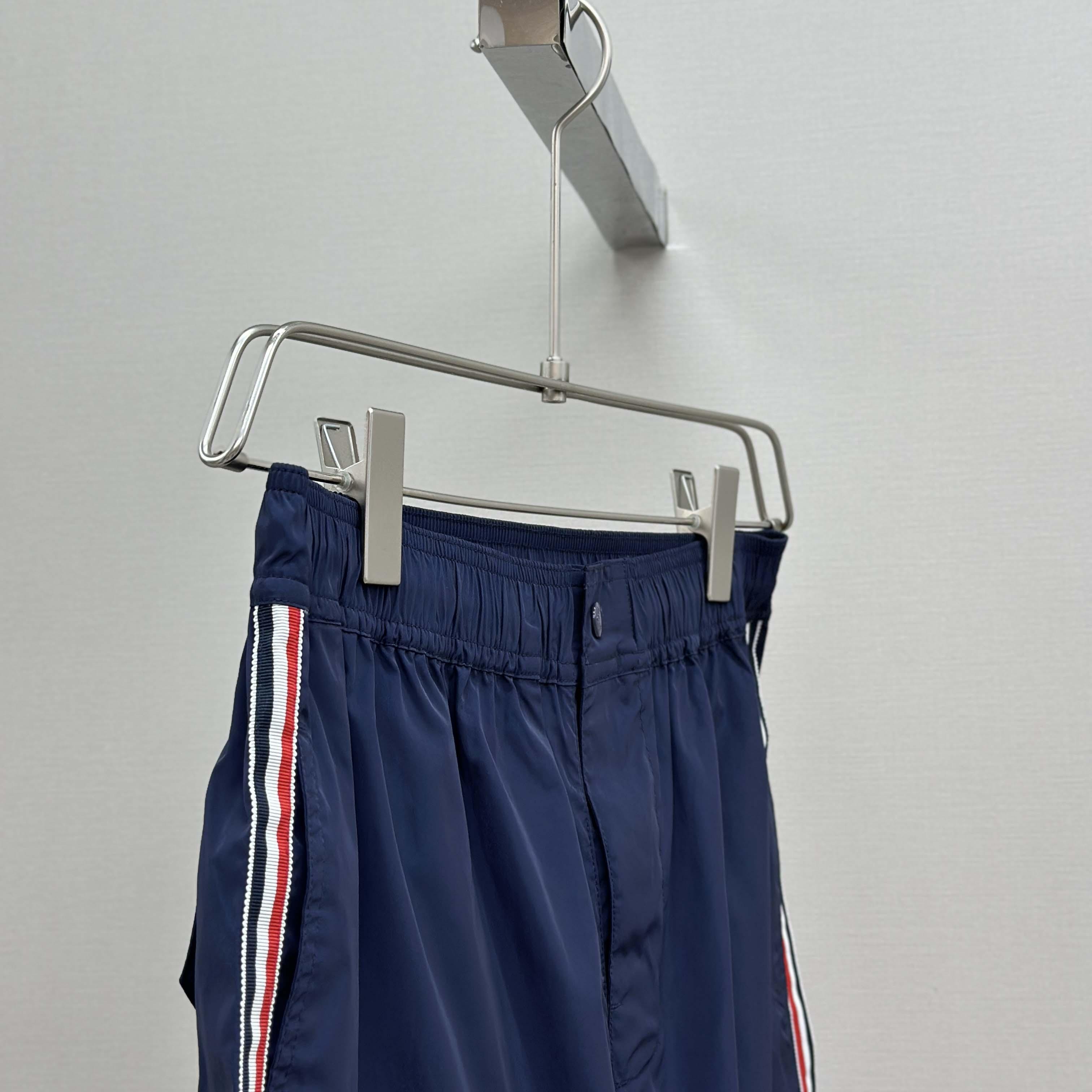 Moncler Blue Tricolour-Trimmed Swim Shorts - FashionPlug