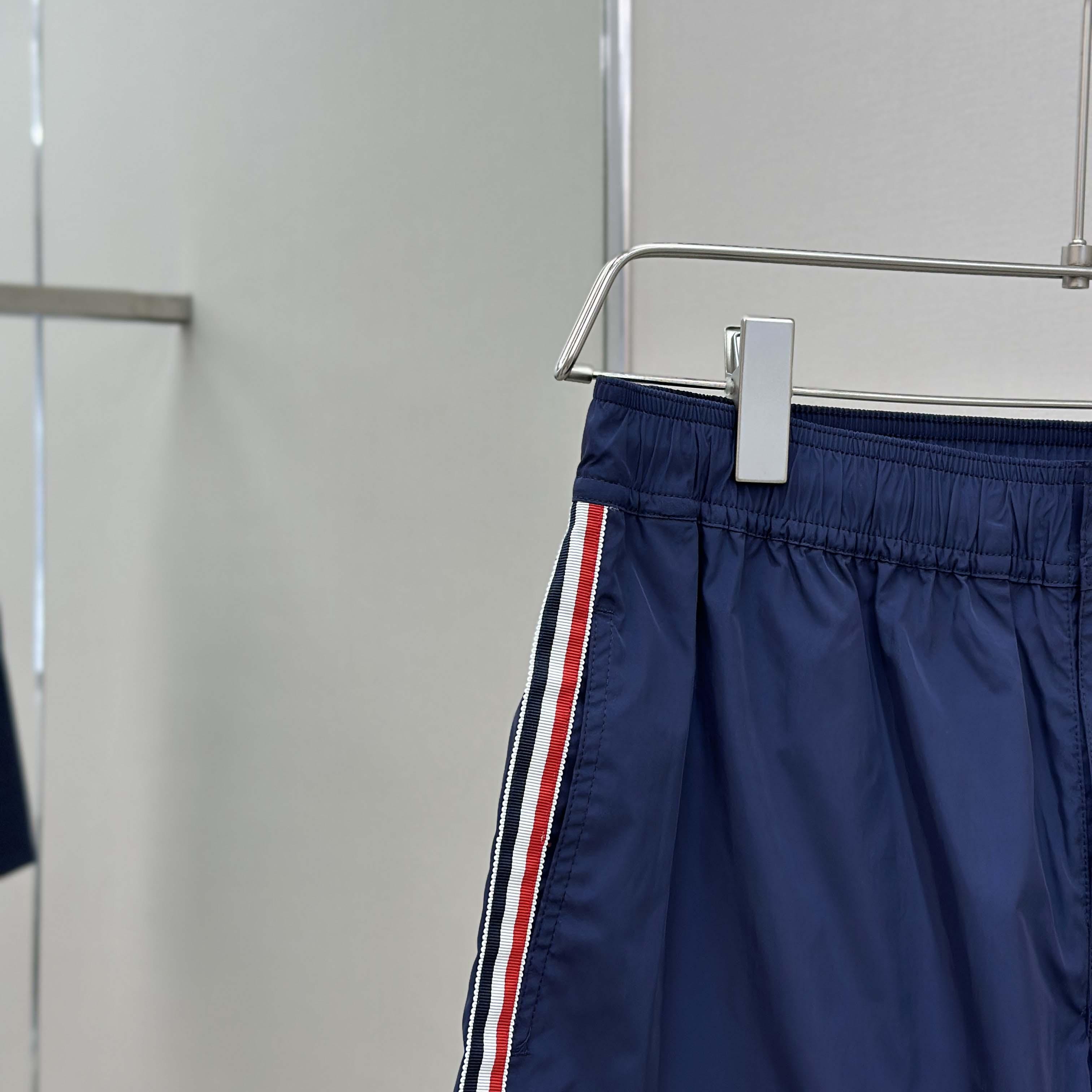 Moncler Blue Tricolour-Trimmed Swim Shorts - FashionPlug