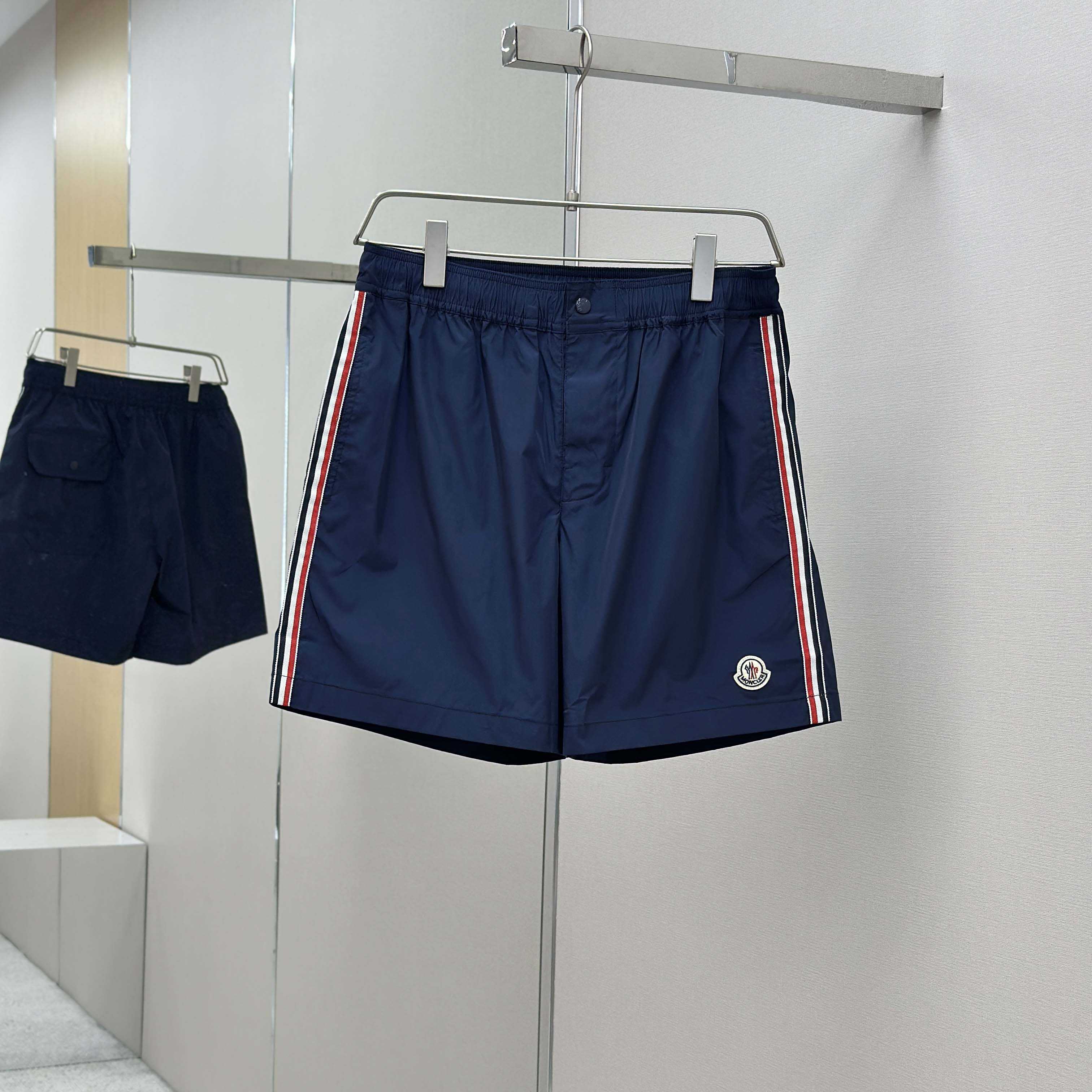 Moncler Blue Tricolour-Trimmed Swim Shorts - FashionPlug