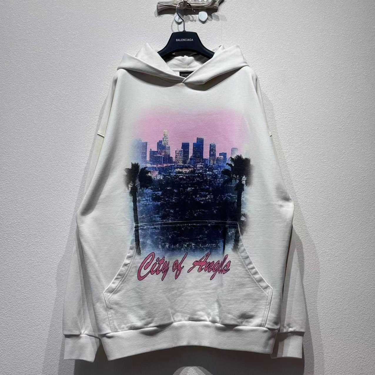 Balenciaga City Of Angels Hoodie Medium Fit In Dirty White  - FashionPlug
