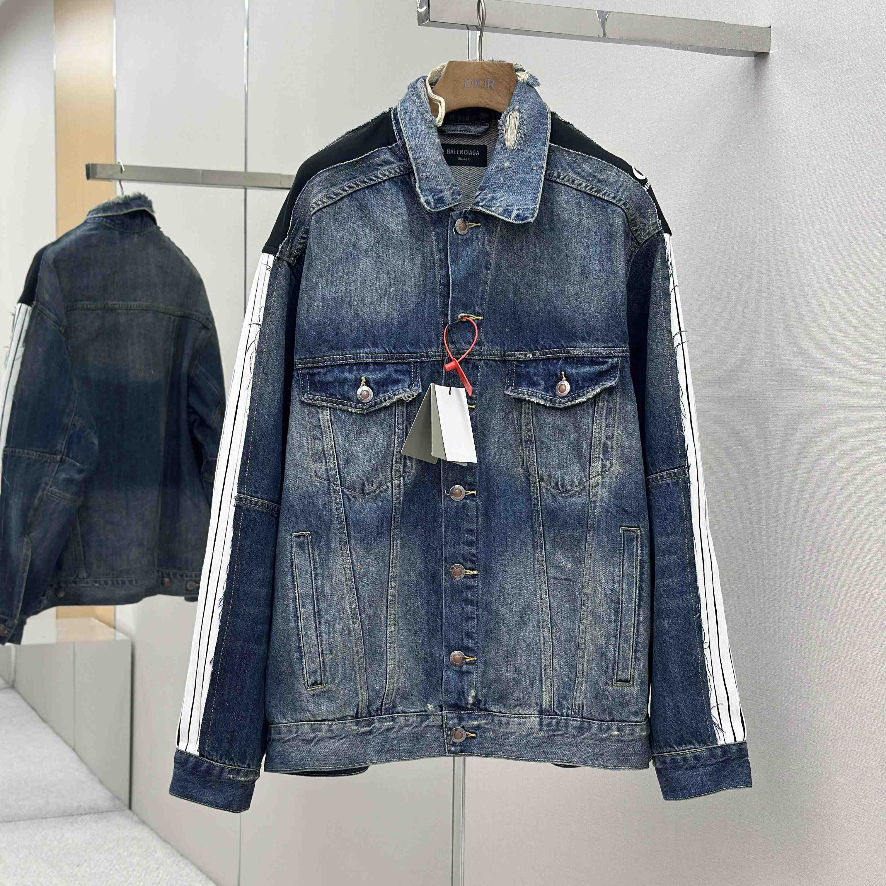 Balenciaga Cut-Up Tracksuit Jacket In Blue And Black Technical Fabric - FashionPlug