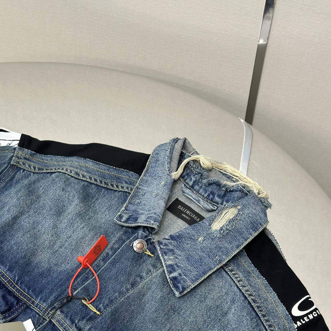 Balenciaga Cut-Up Tracksuit Jacket In Blue And Black Technical Fabric - FashionPlug