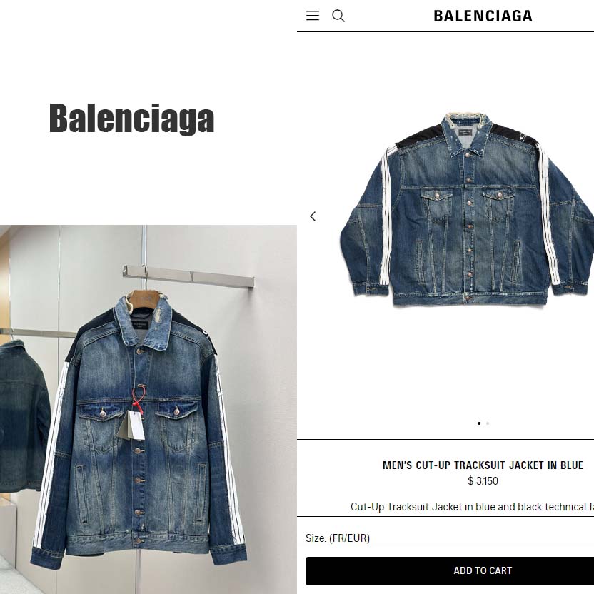 Balenciaga Cut-Up Tracksuit Jacket In Blue And Black Technical Fabric - FashionPlug