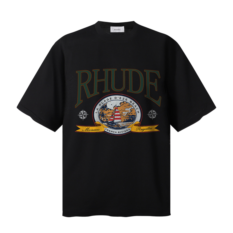 Rhude Black 'Monaco Regatta' T-shirt  - FashionPlug