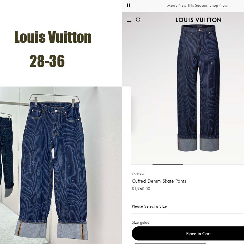 Louis Vuitton Cuffed Denim Skate Pants   1AHVBG - FashionPlug