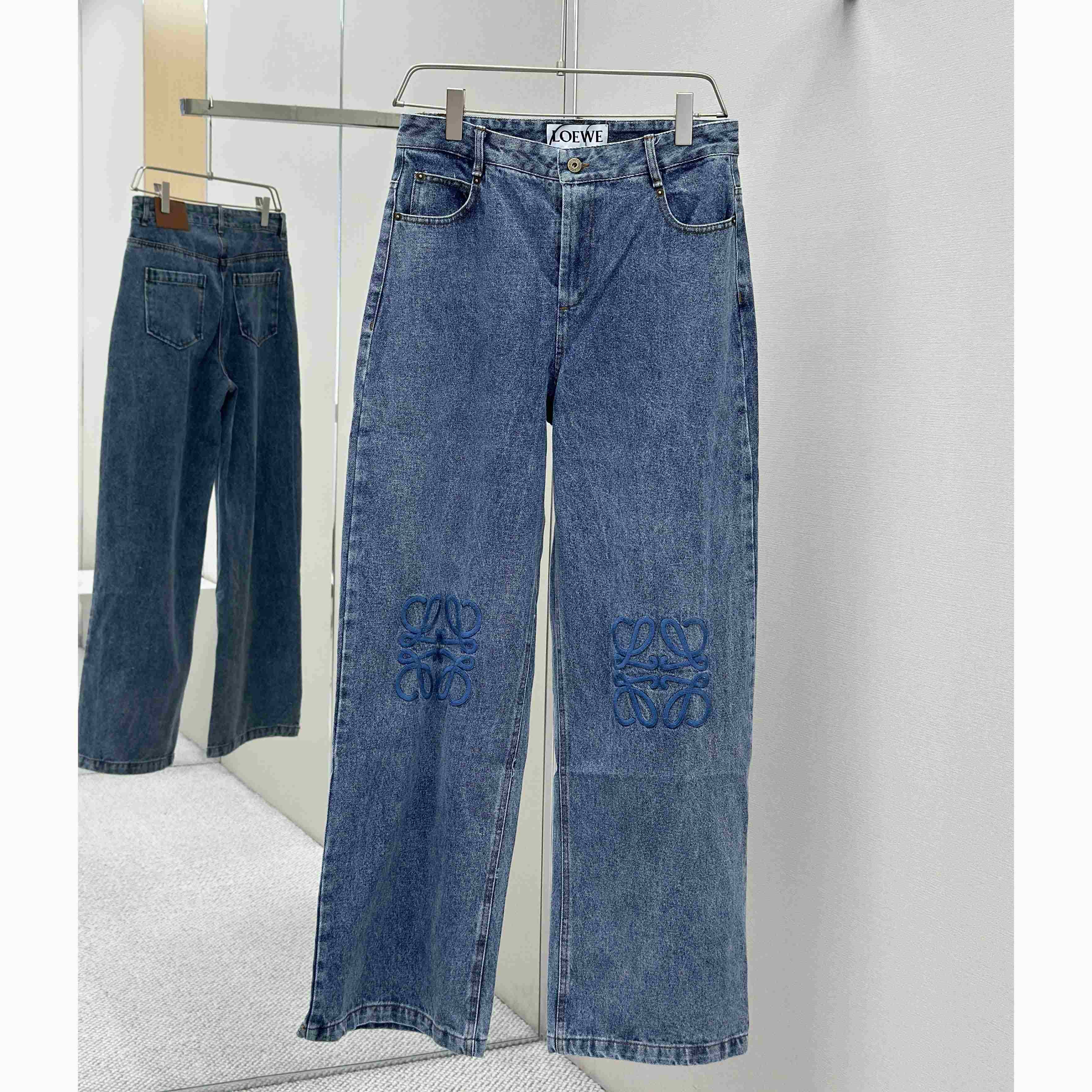 Loewe Anagram Baggy Jeans In Denim - FashionPlug