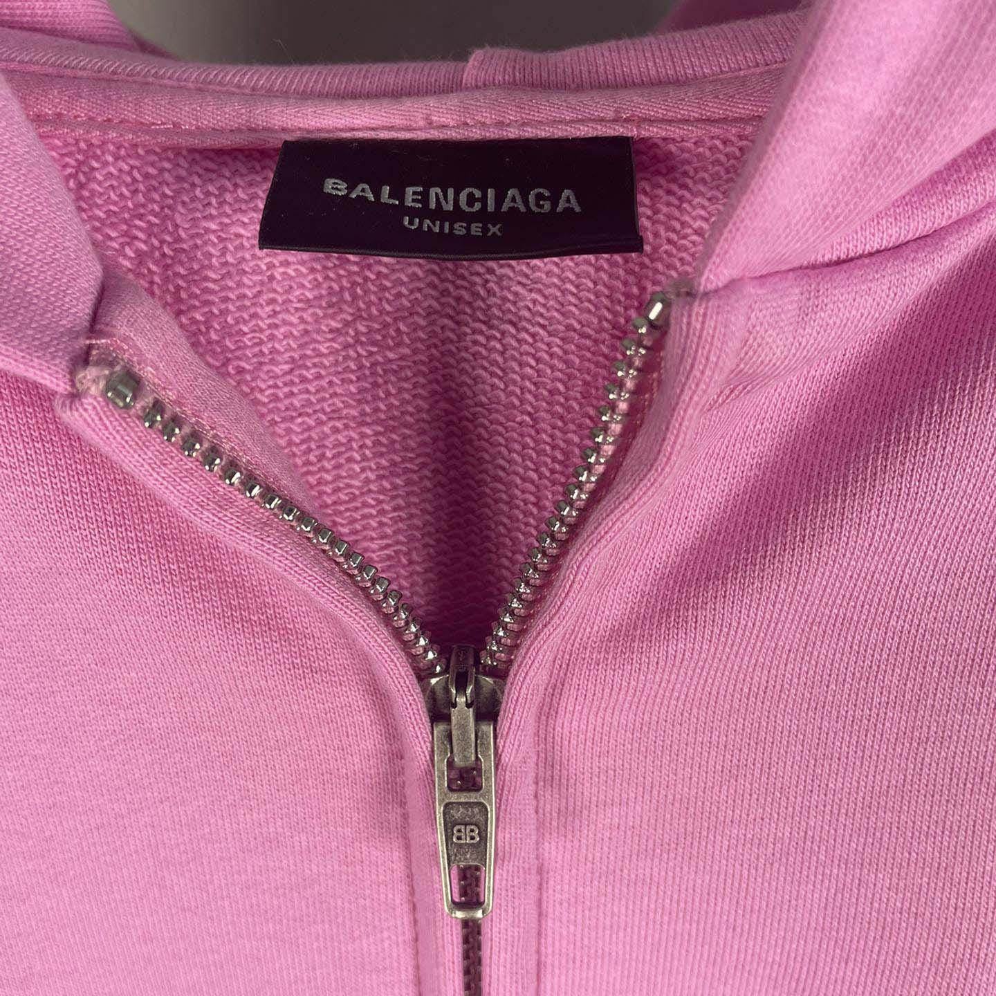 Balenciaga Paris Pink Soccer Zip-up Hoodie - FashionPlug