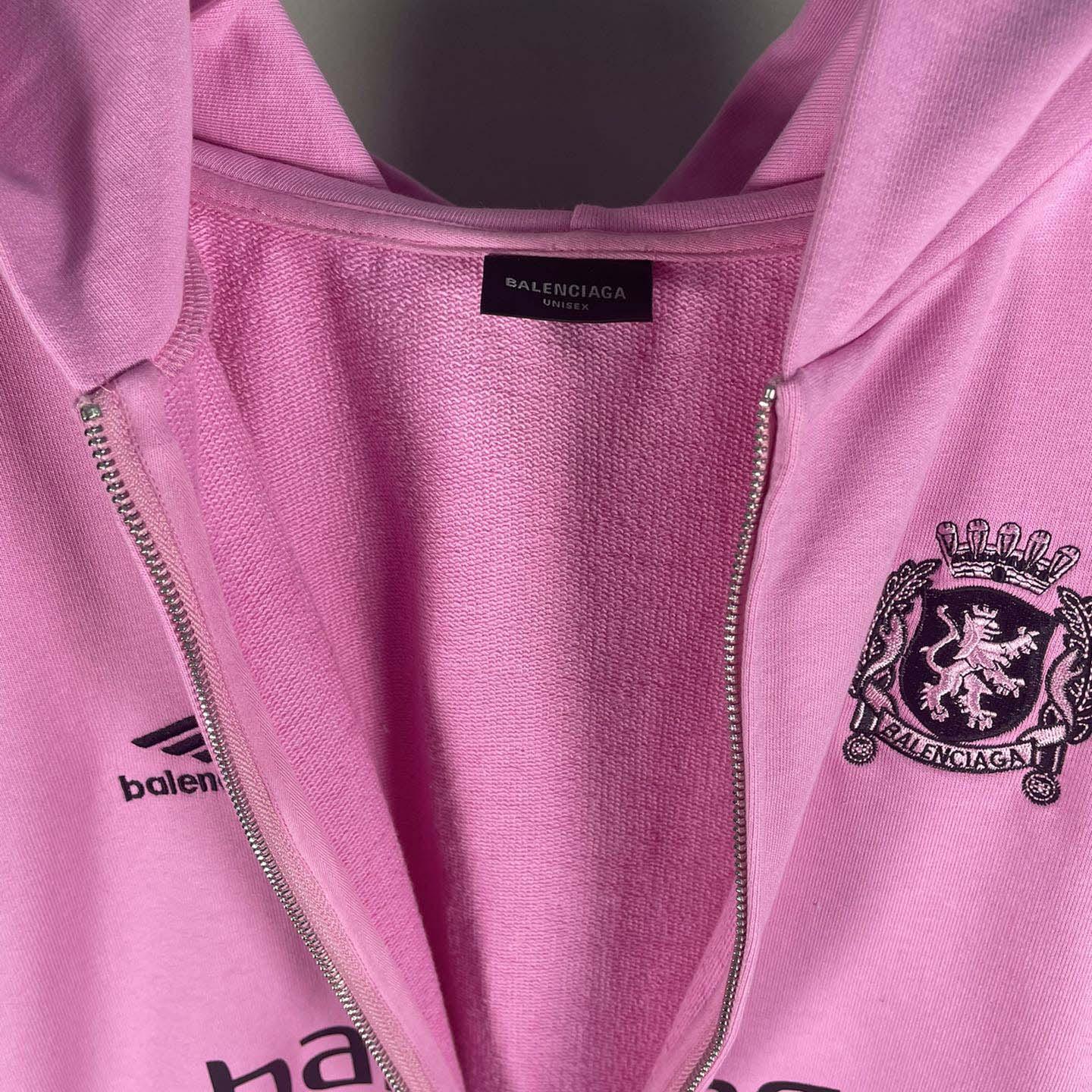 Balenciaga Paris Pink Soccer Zip-up Hoodie - FashionPlug