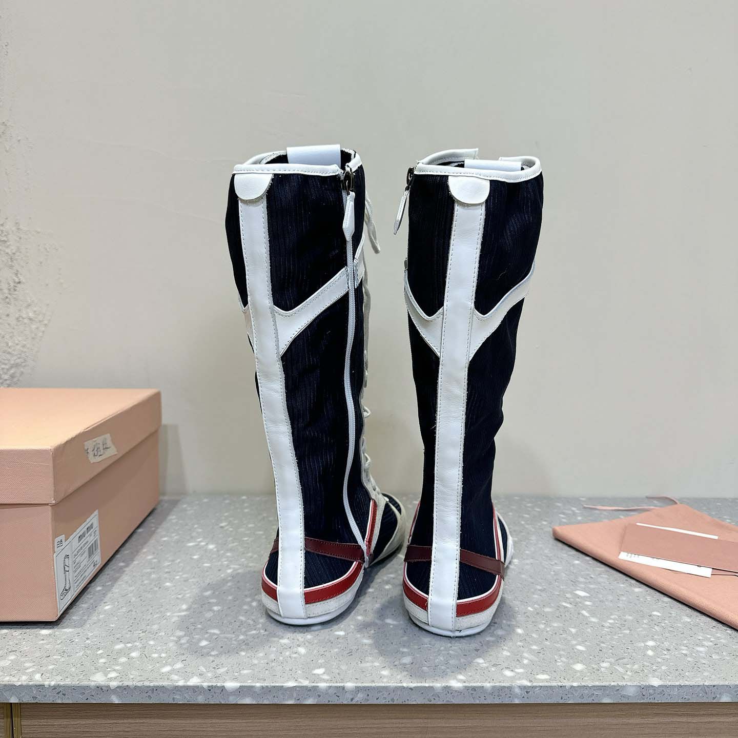 Miu Miu Gymnasium Technical Fabric And Suede Boxeur Boots - FashionPlug