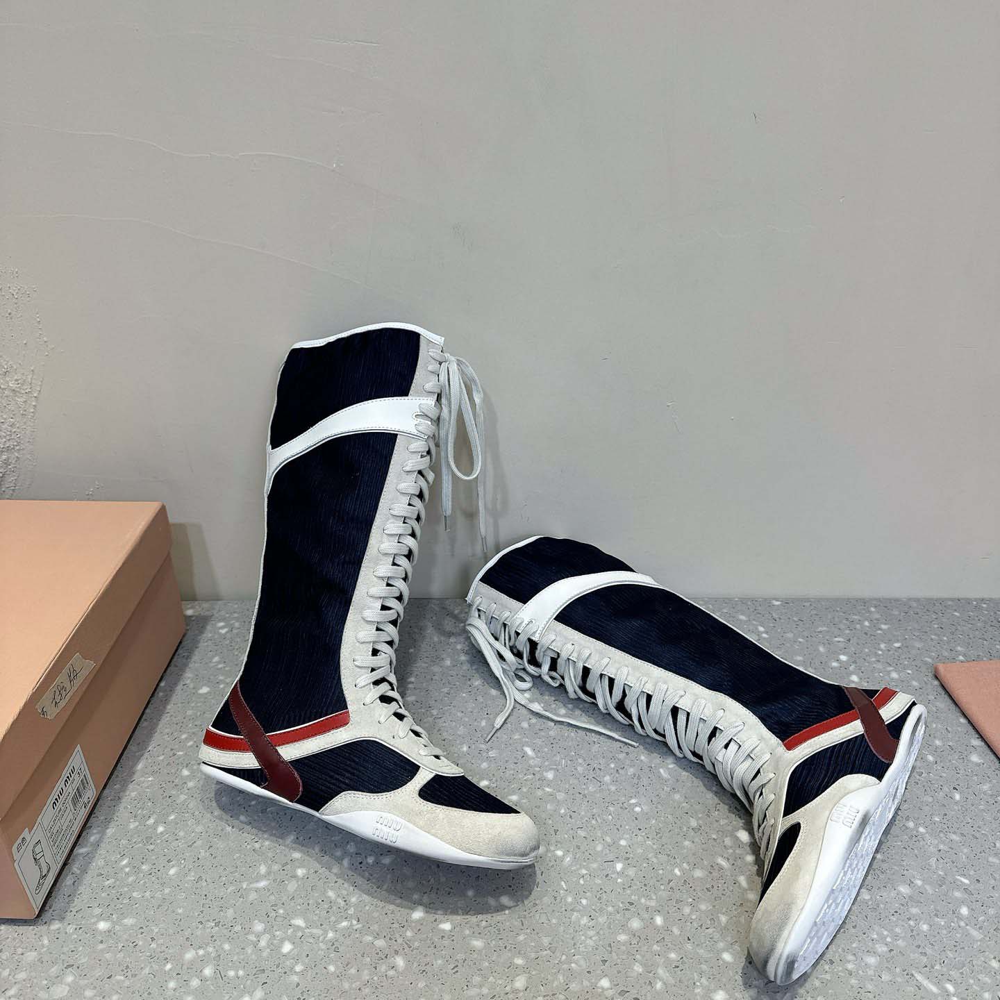 Miu Miu Gymnasium Technical Fabric And Suede Boxeur Boots - FashionPlug