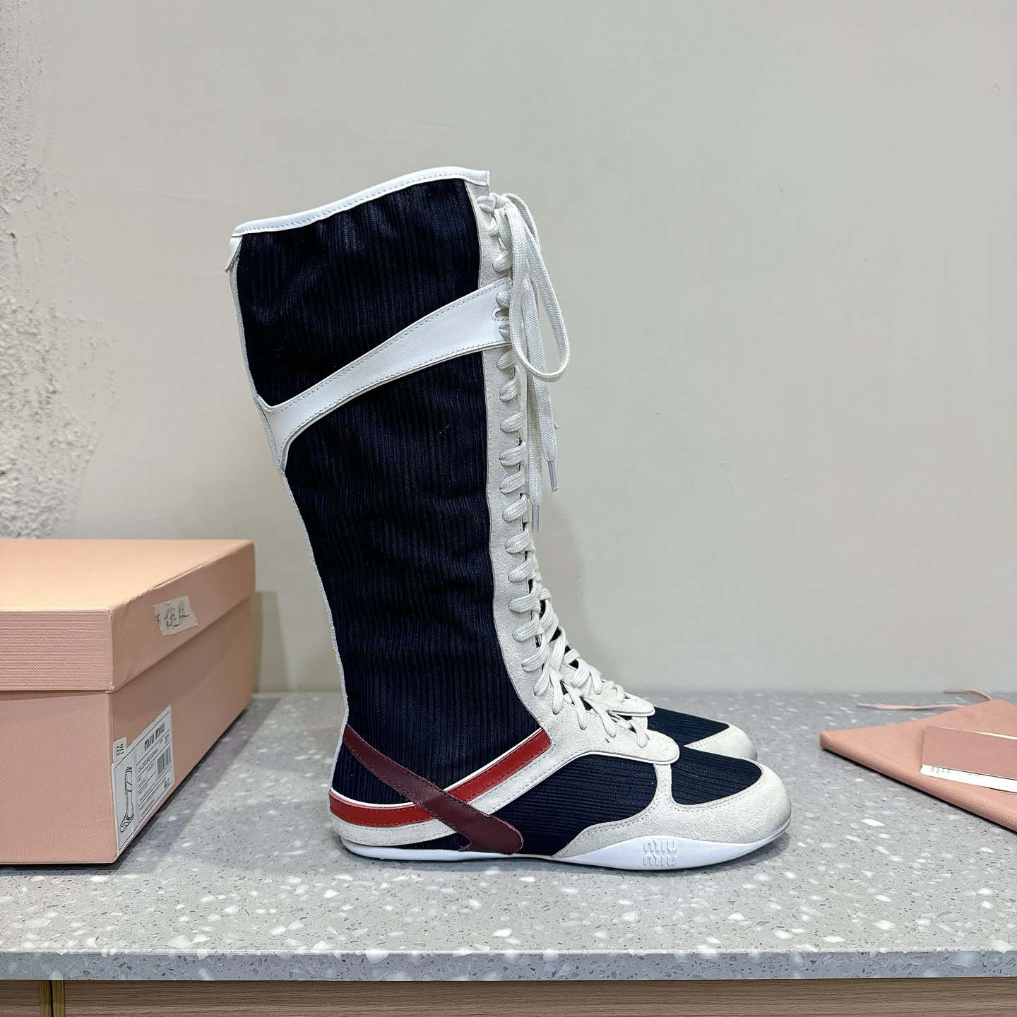 Miu Miu Gymnasium Technical Fabric And Suede Boxeur Boots - FashionPlug