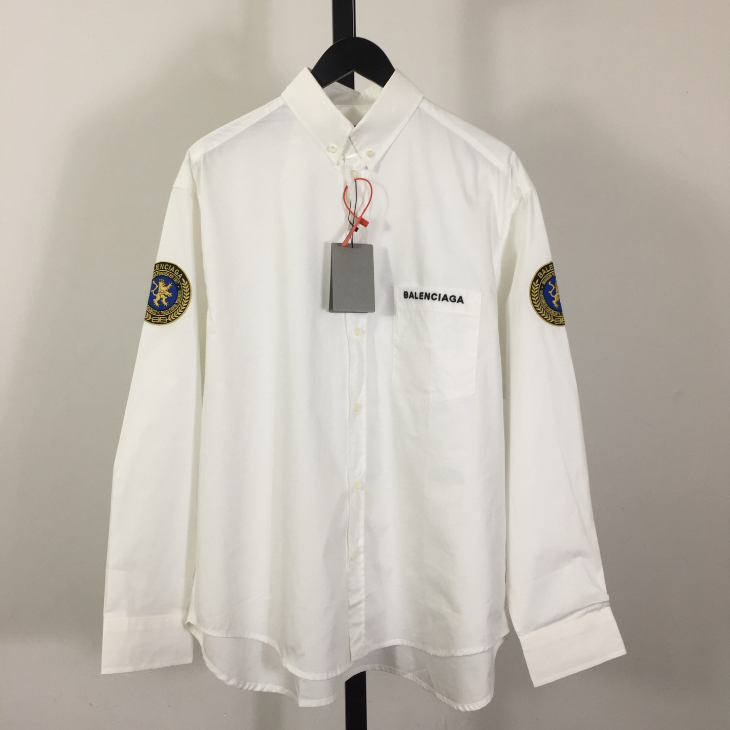 Balenciaga Logo-patch Cotton Shirt - FashionPlug