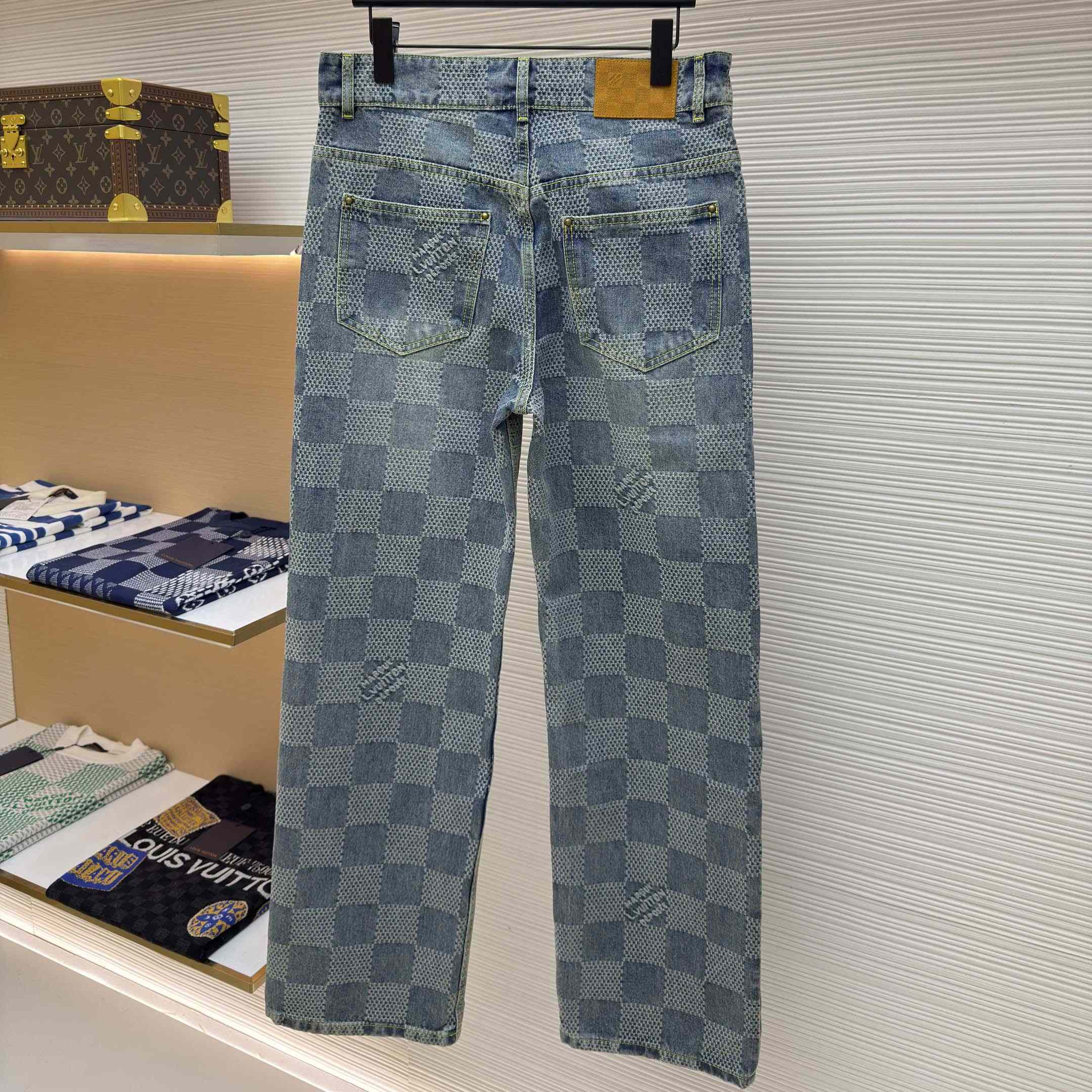 Louis Vuitton Damier Bootcut Denim Pants - FashionPlug