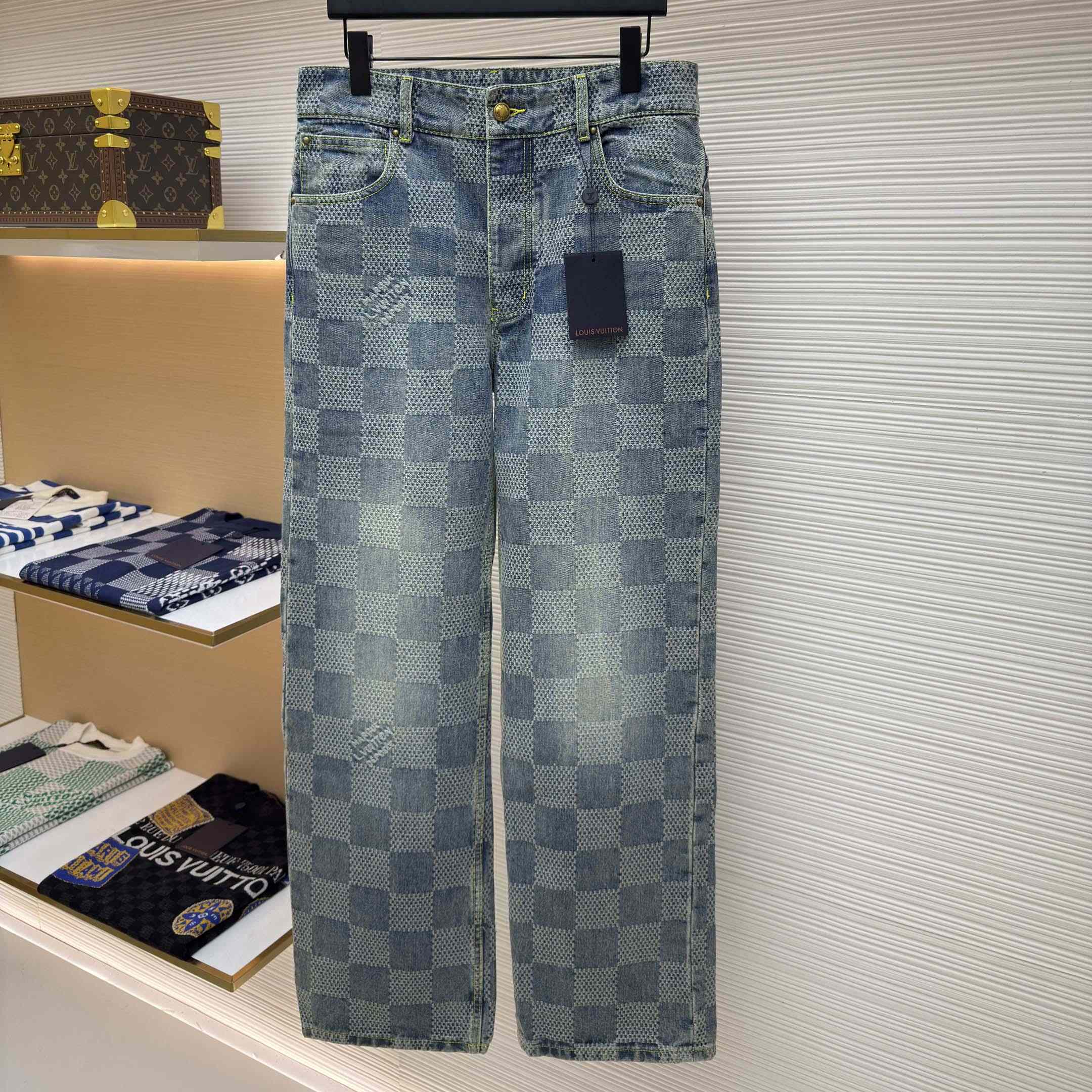 Louis Vuitton Damier Bootcut Denim Pants - FashionPlug