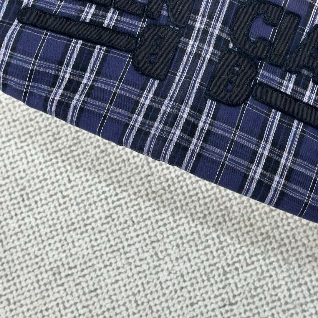 Balenciaga Logo Embroidered Hooded Check Jacket - FashionPlug