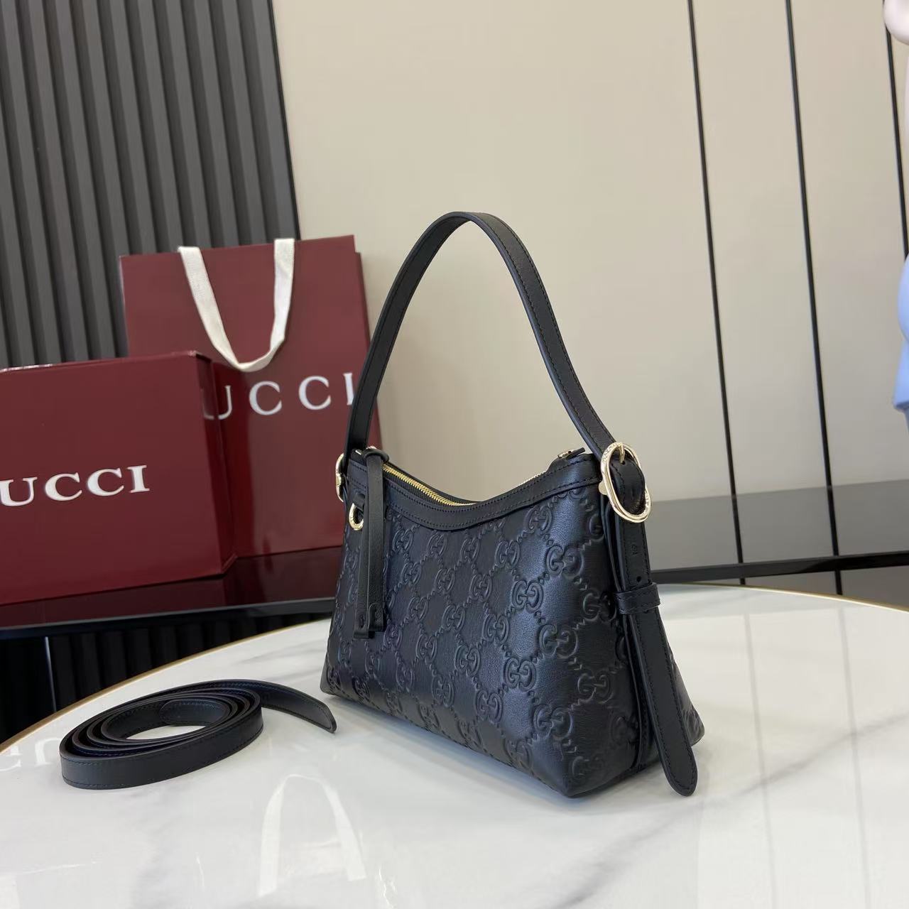 Gucci GG Emblem Small Shoulder Bag - FashionPlug