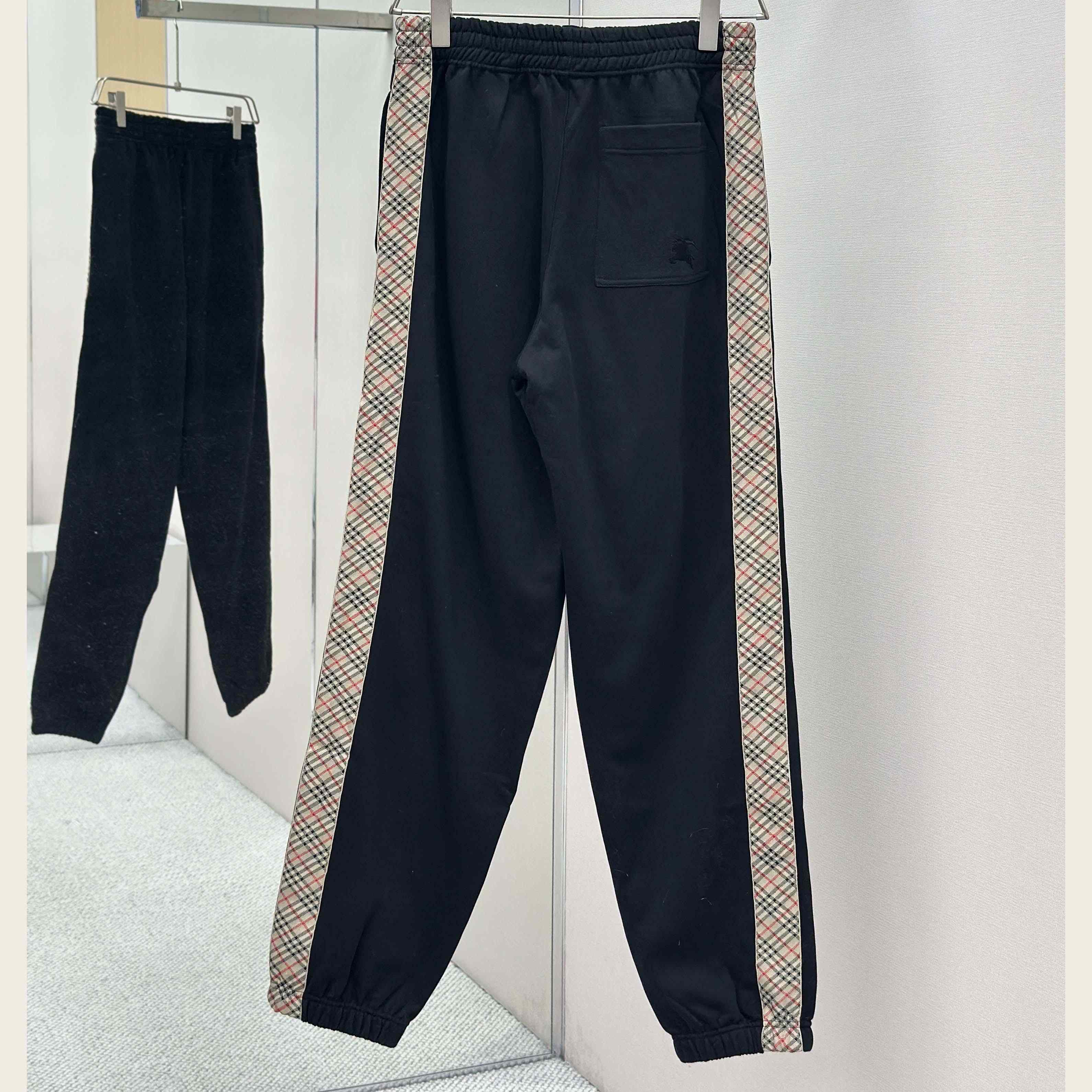 Burberry Check Trim Cotton Jogging Pants - FashionPlug