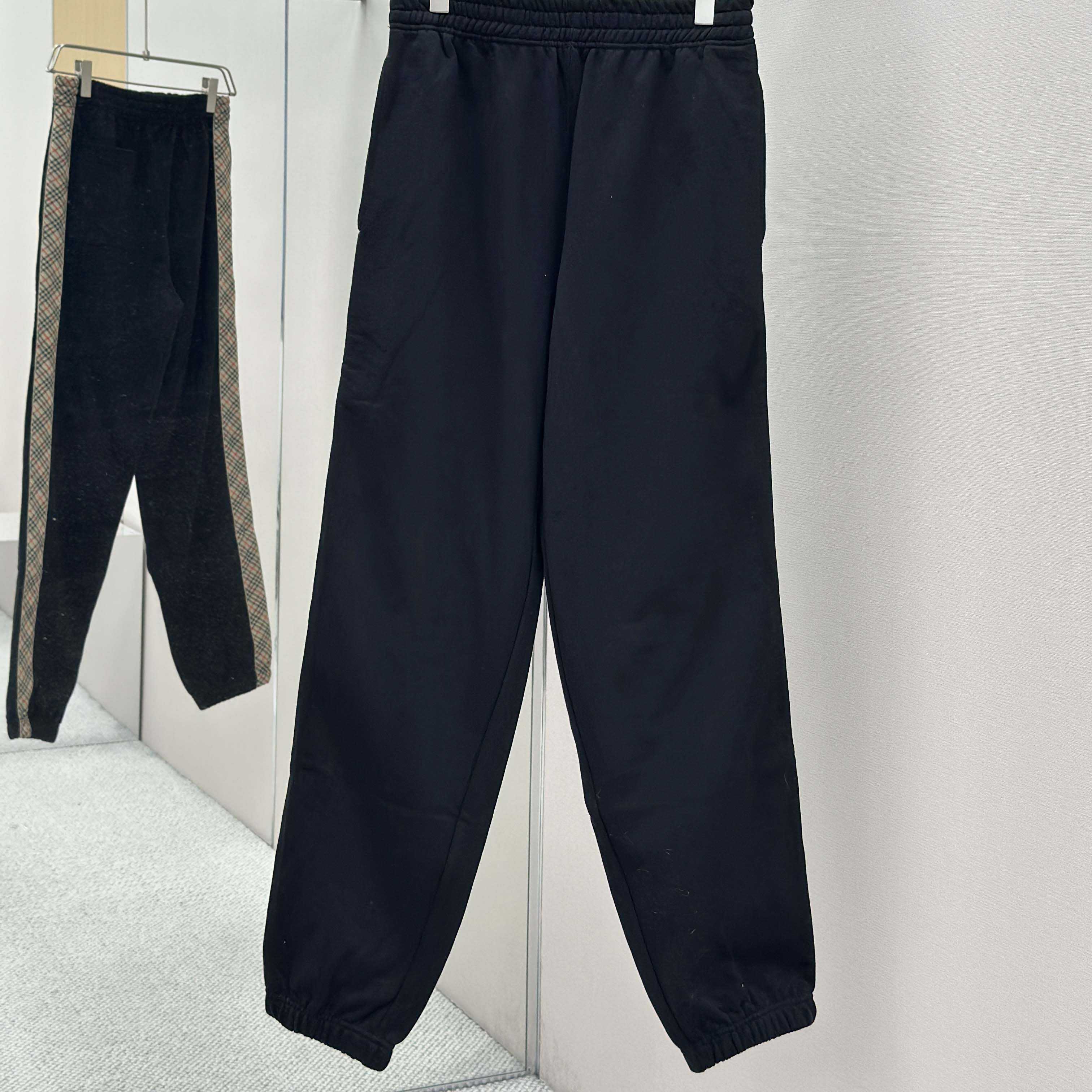 Burberry Check Trim Cotton Jogging Pants - FashionPlug