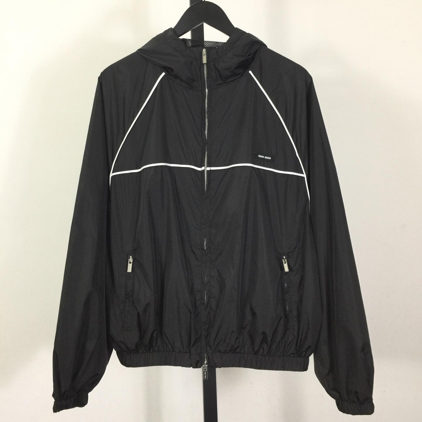 Miu Miu Aluminum Technical Silk Zipper Blouson Jacket - FashionPlug