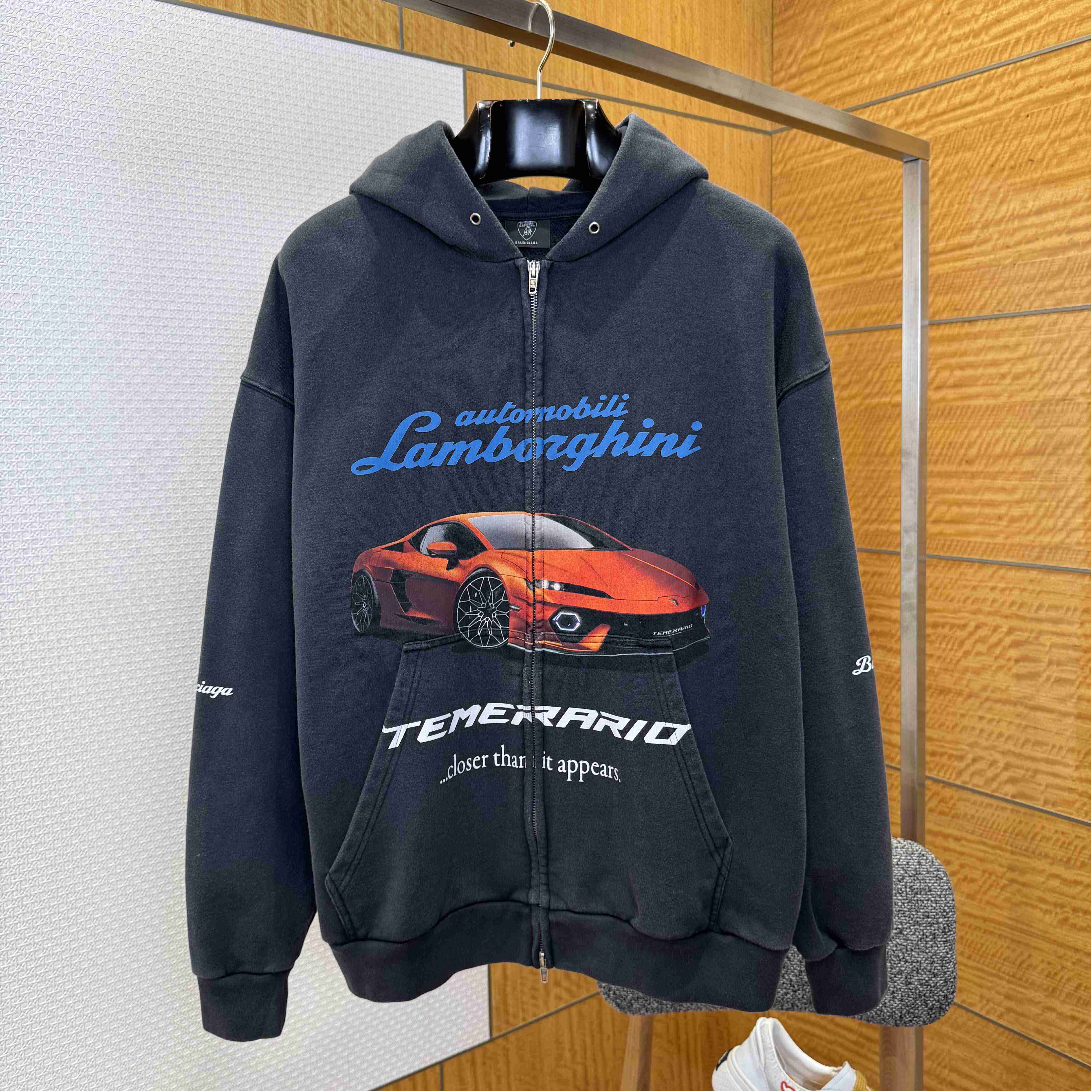 Balenciaga I Automobili Lamborghini Zip-Up Hoodie Small Fit - FashionPlug