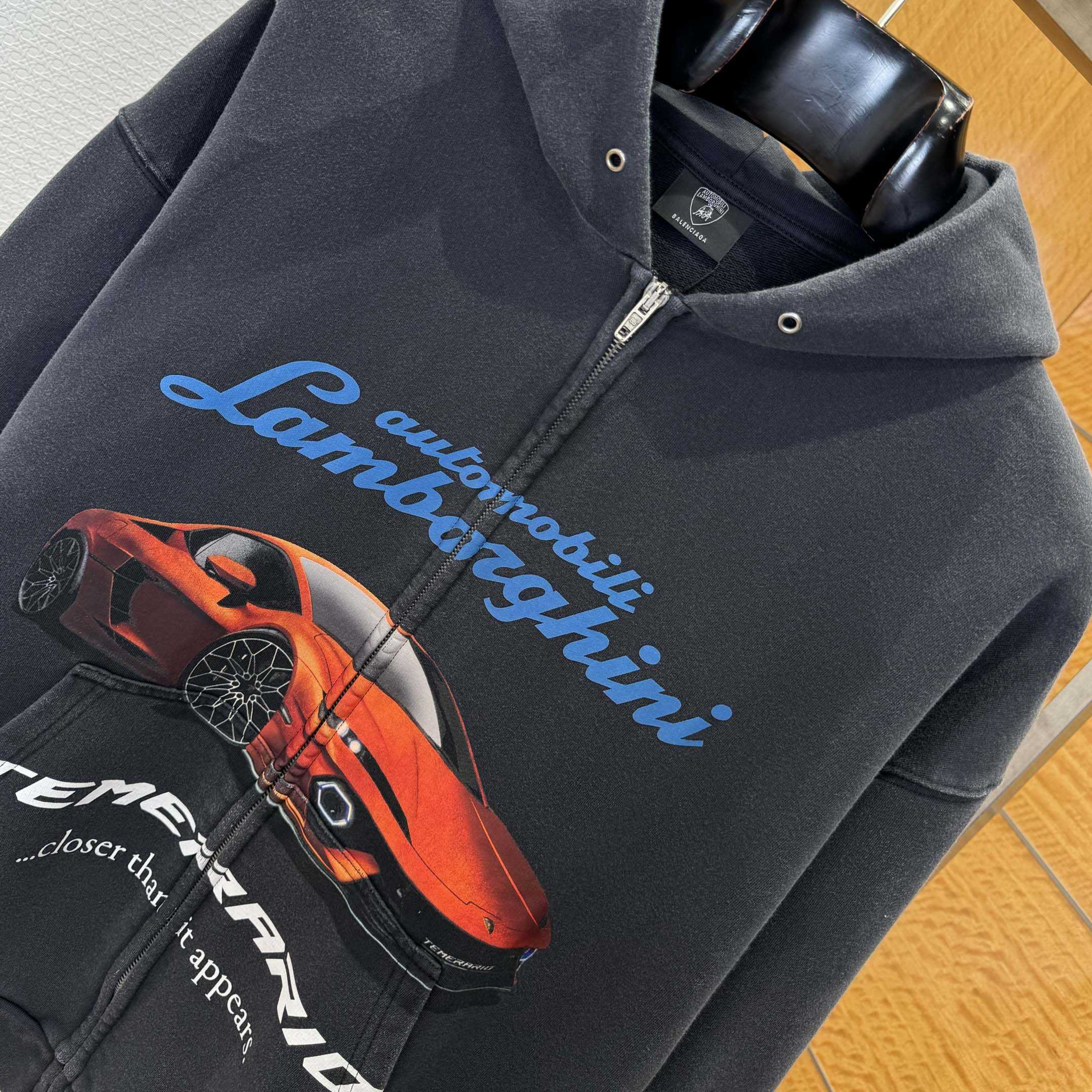 Balenciaga I Automobili Lamborghini Zip-Up Hoodie Small Fit - FashionPlug