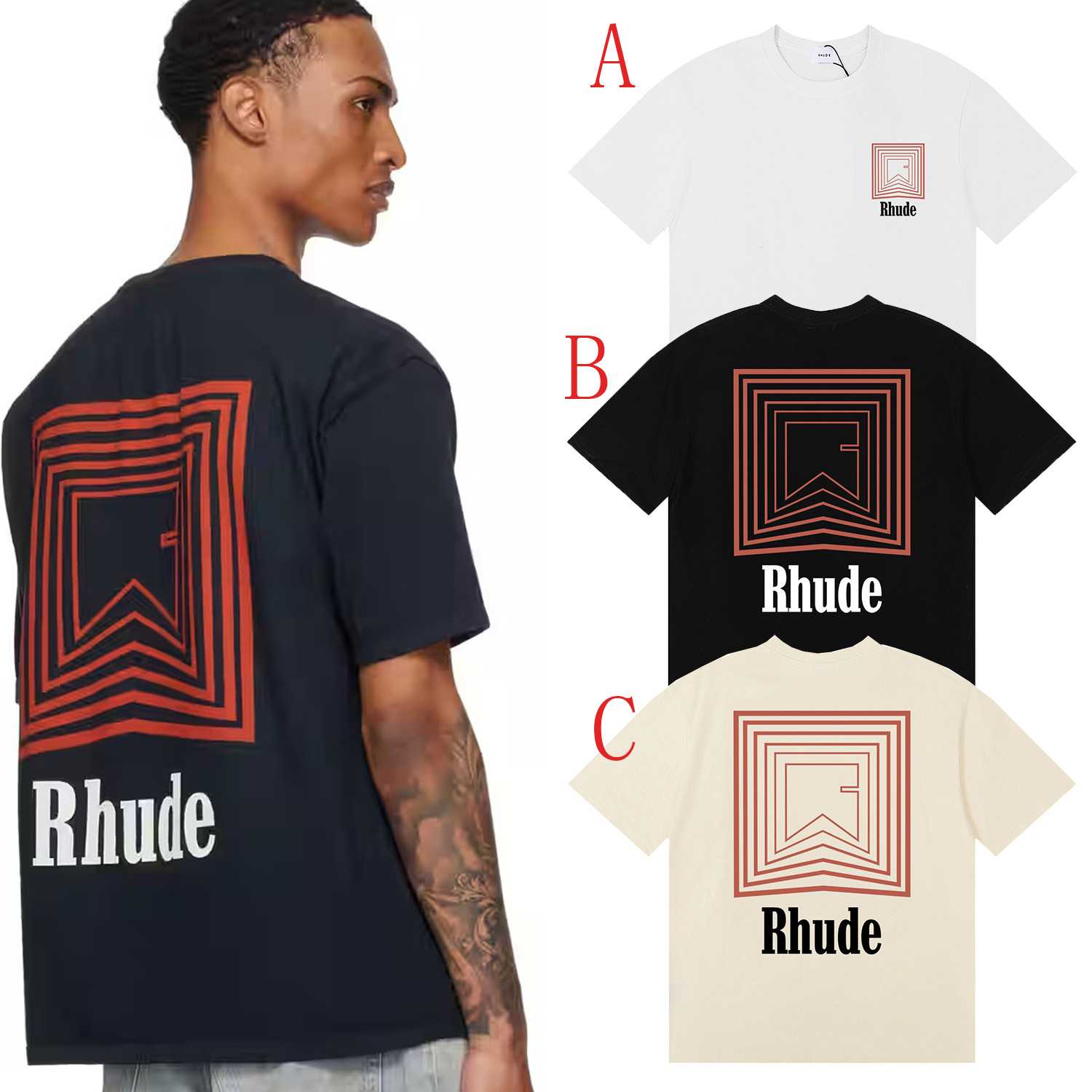 Rhude Printed Cotton-Jersey T-Shirt  - FashionPlug