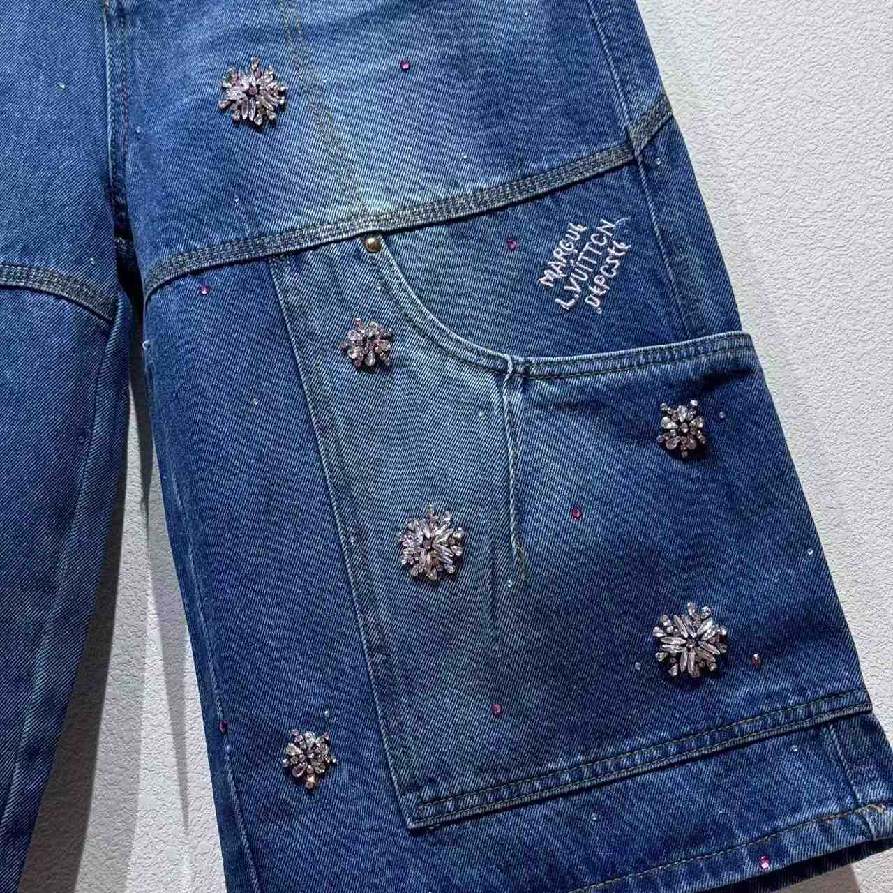 Louis Vuitton Embroidered Denim Workwear Shorts   1AILTW - FashionPlug